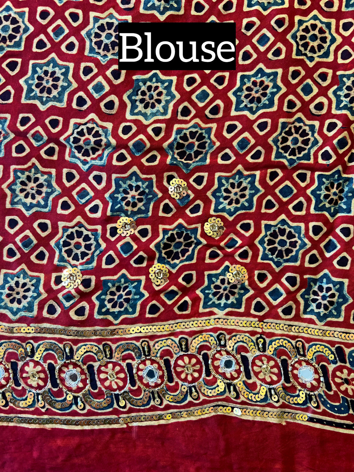 GREEN OPULENCE - Pure Modal Bandhani Ajrakh Hand Embroidered Saree
