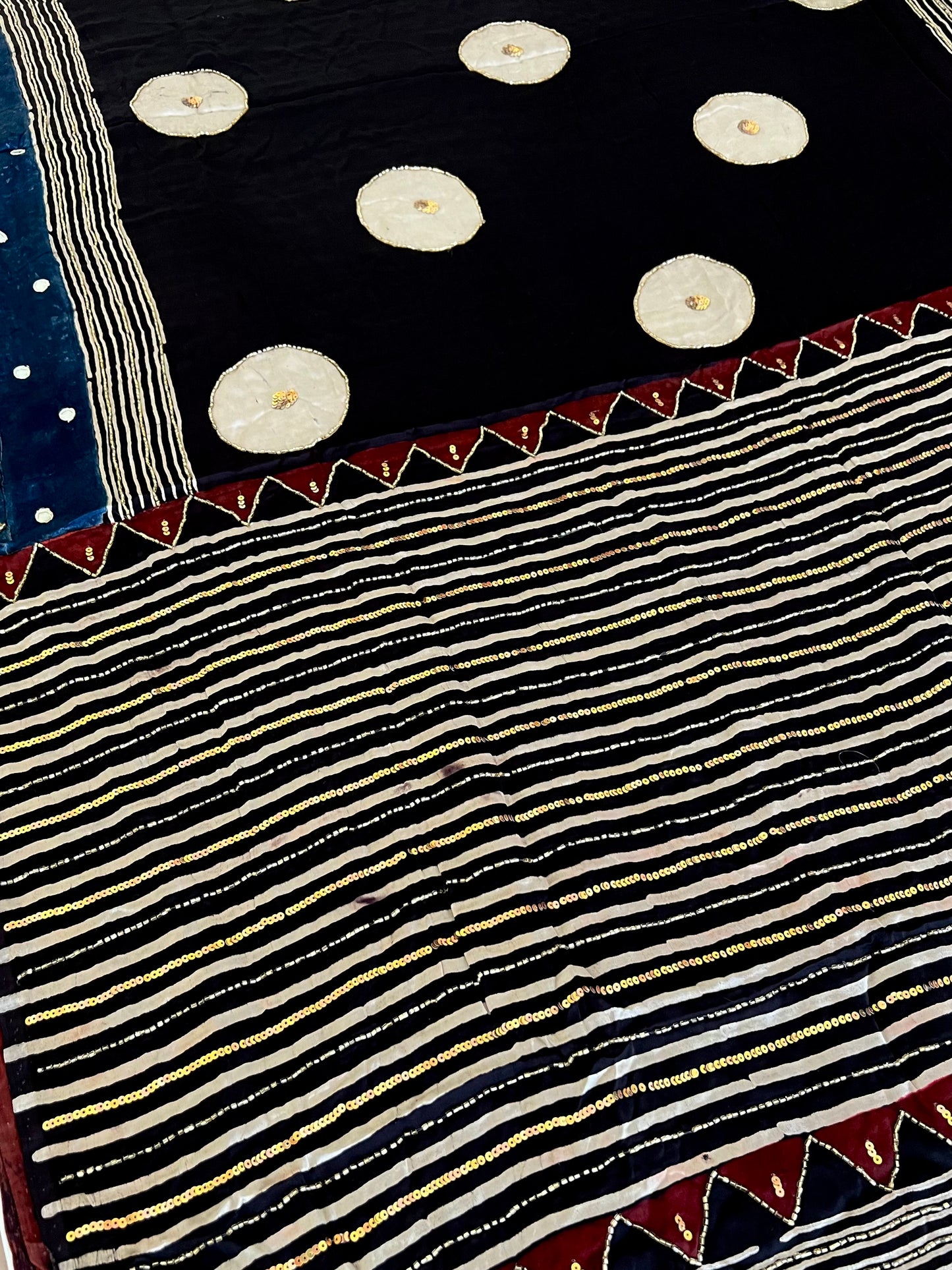 BLACK OPAL - Pure Modal Ajrakh Hand Embroidered Saree