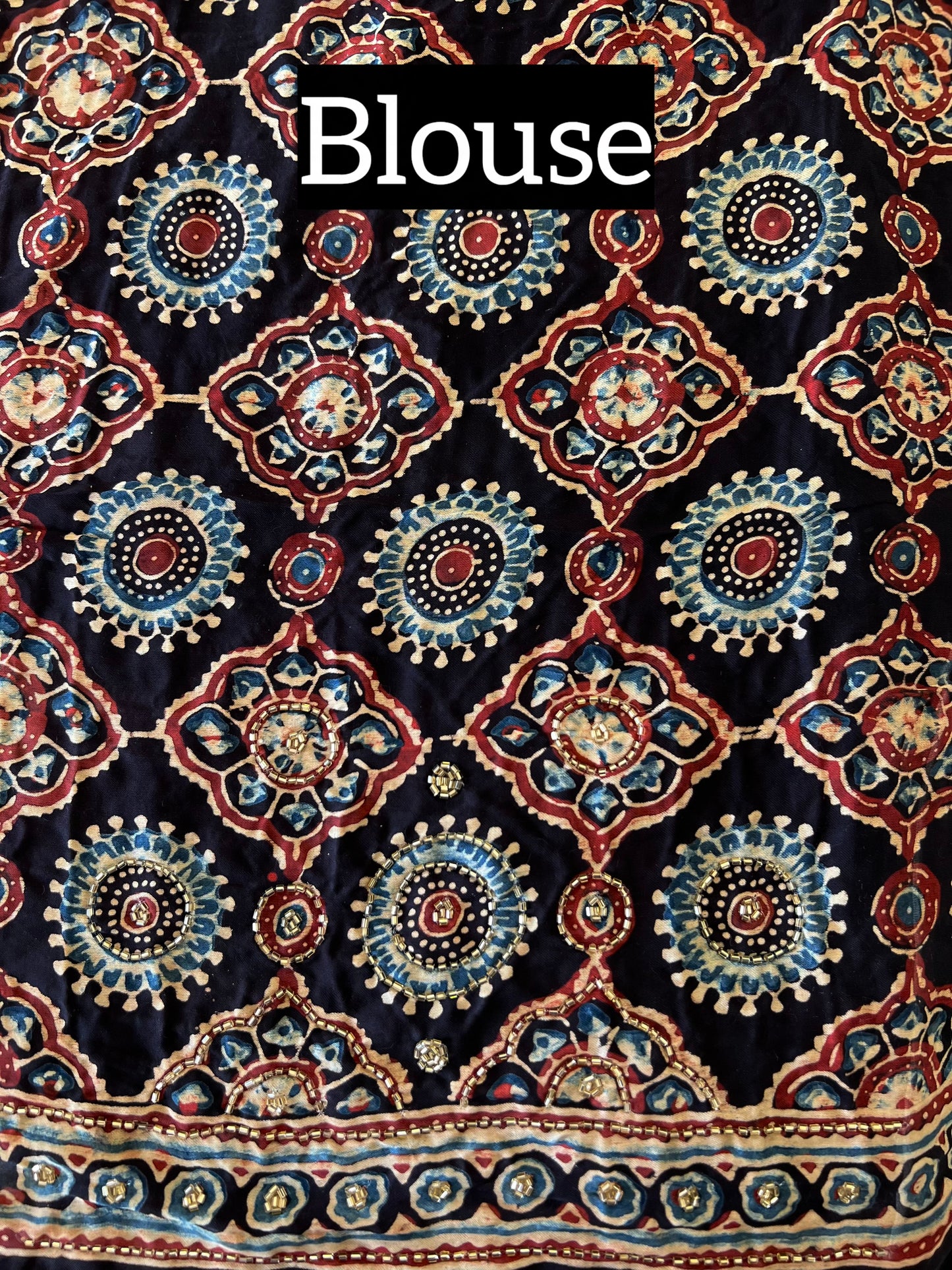 COCOA DREAM - Pure Modal Ajrakh Hand Embroidered Saree