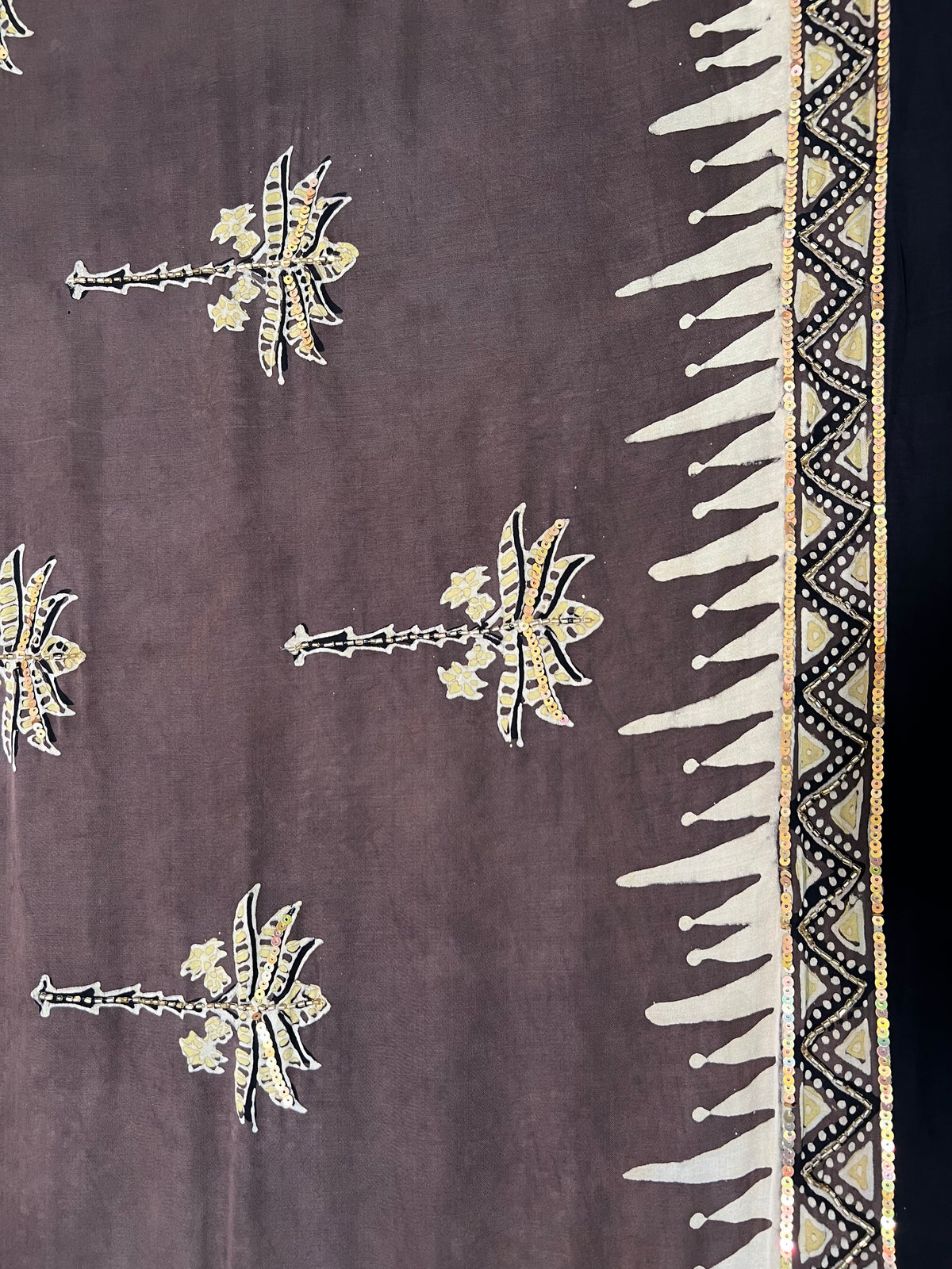 SANDSTONE BLOOM - Pure Modal Ajrakh Hand Embroidered Saree