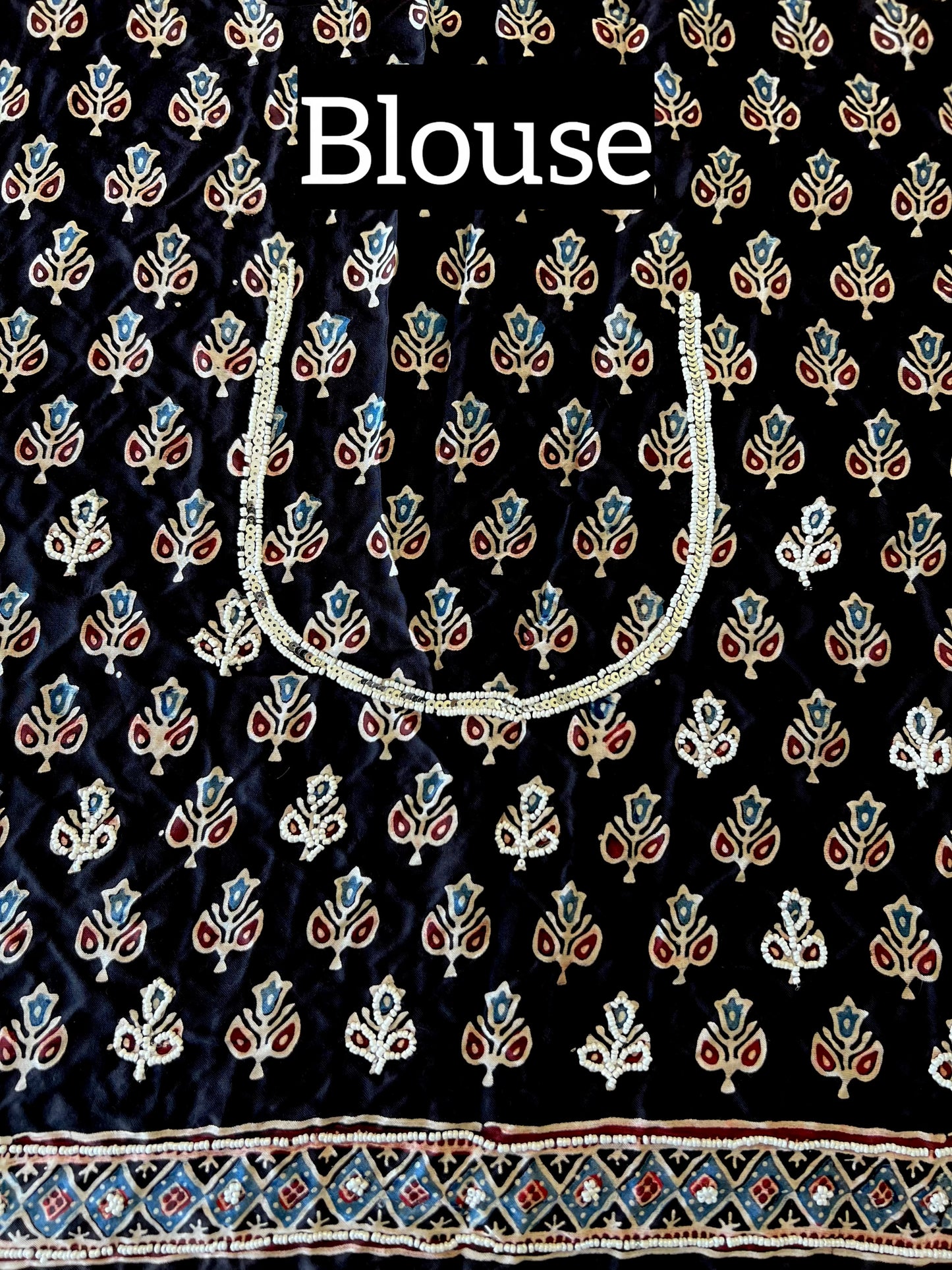 COSMIC DREAM - Pure Modal Ajrakh Hand Embroidered Saree