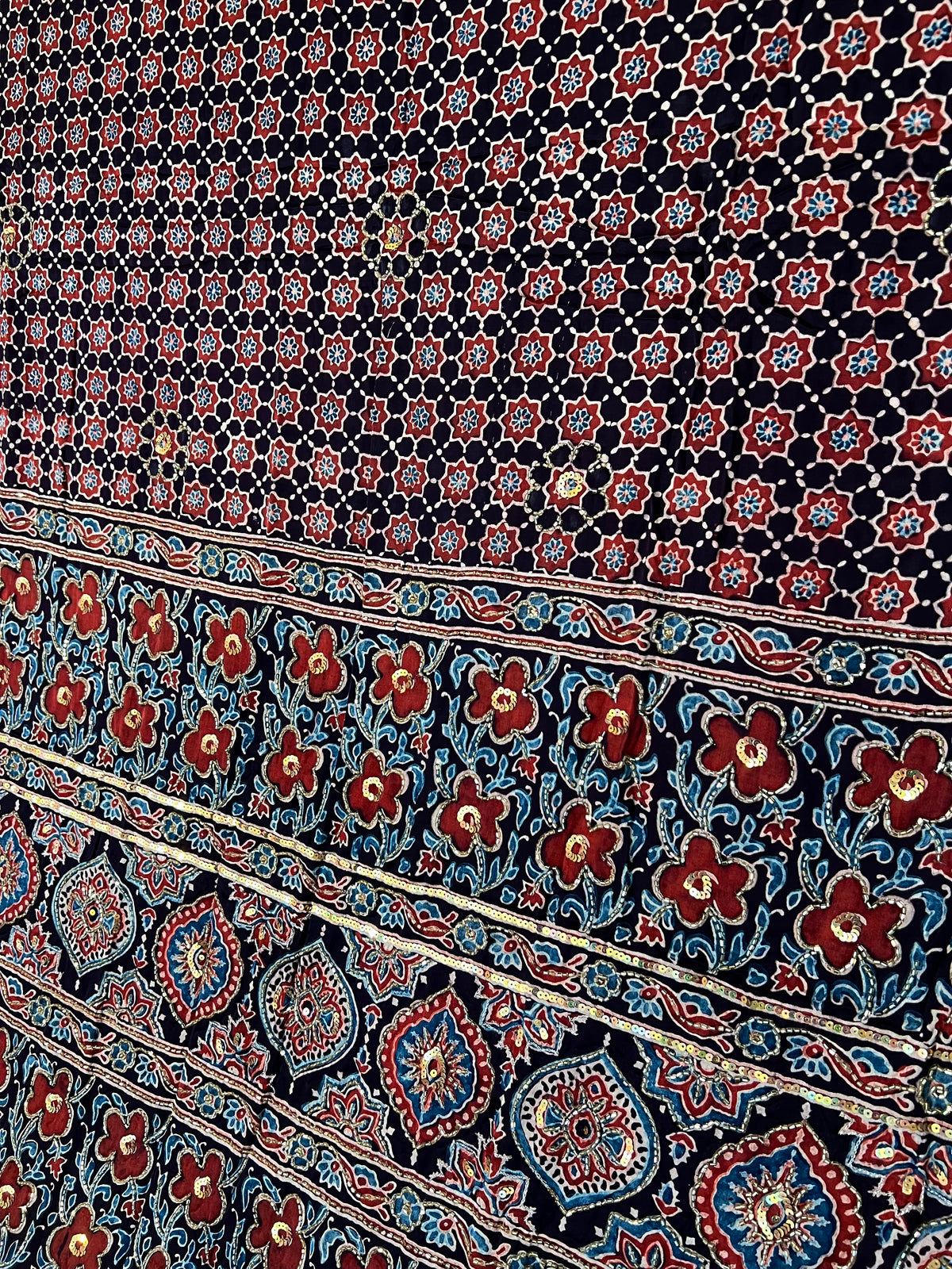 BURNT CHESTNUT - Pure Modal Ajrakh Hand Embroidered Saree
