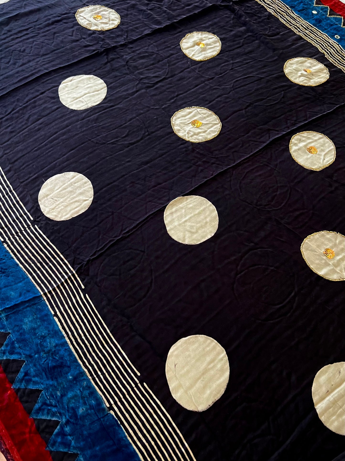 BLACK OPAL - Pure Modal Ajrakh Hand Embroidered Saree