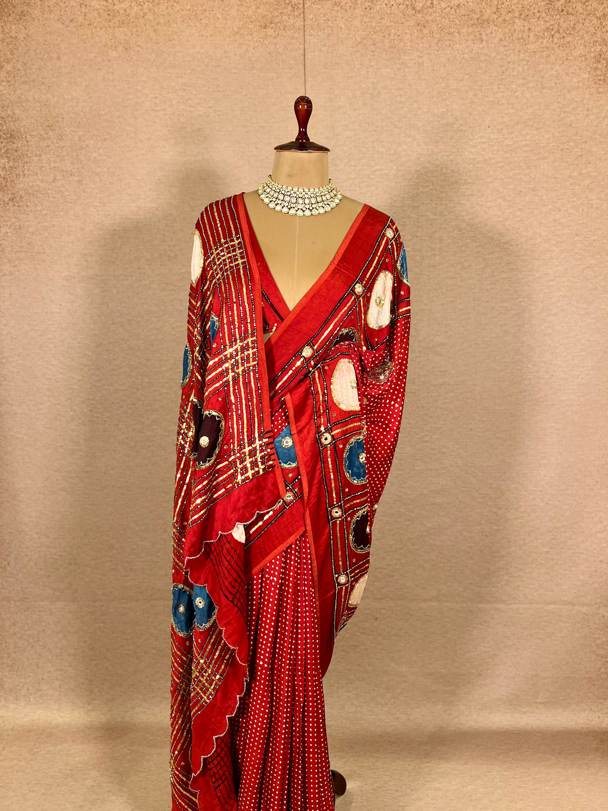 JEWEL MUSE - Pure Modal Ajrakh Hand Embroidered Saree