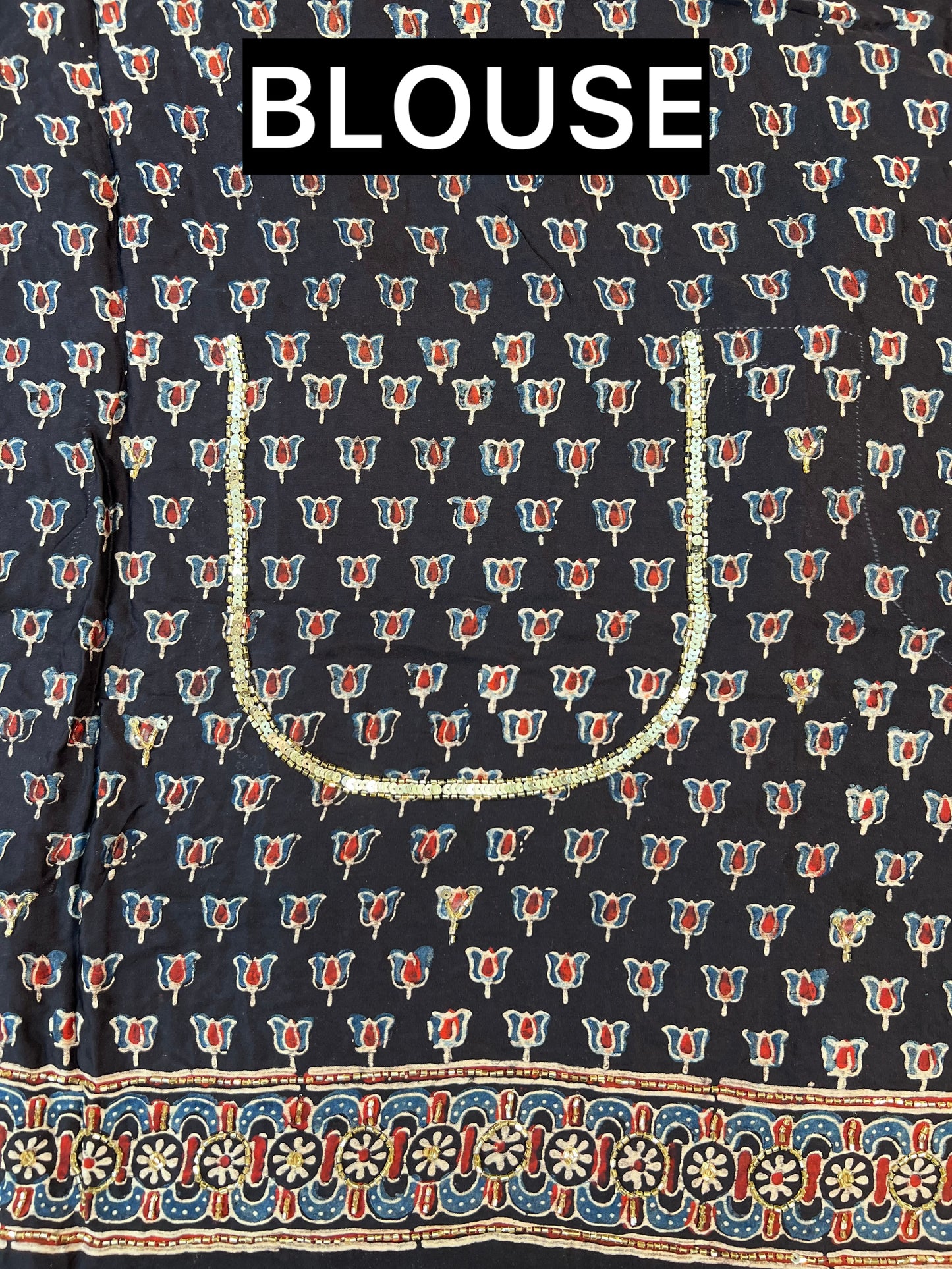 EARTH & EMBER - Pure Modal Ajrakh Hand Embroidered Saree