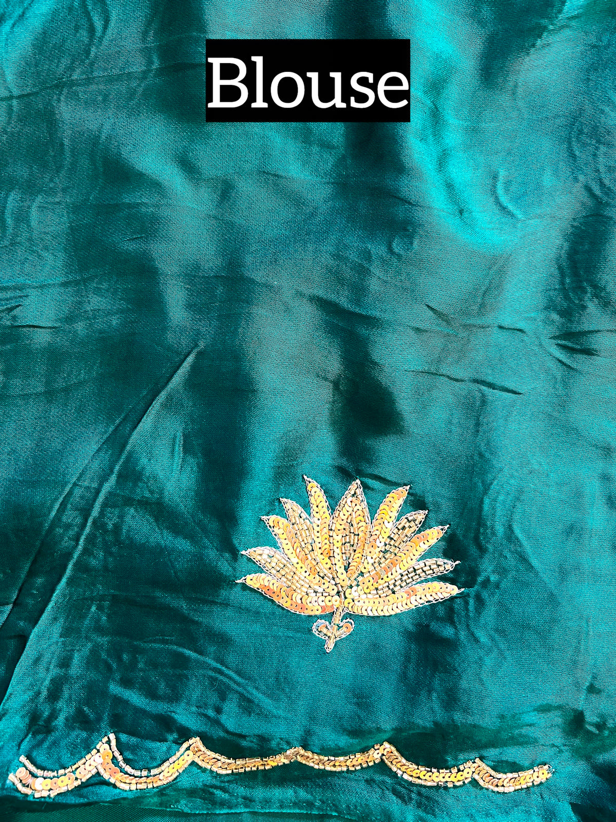 EMERALD LOTUS - Pure Modal Hand Embroidered Saree with Tassels