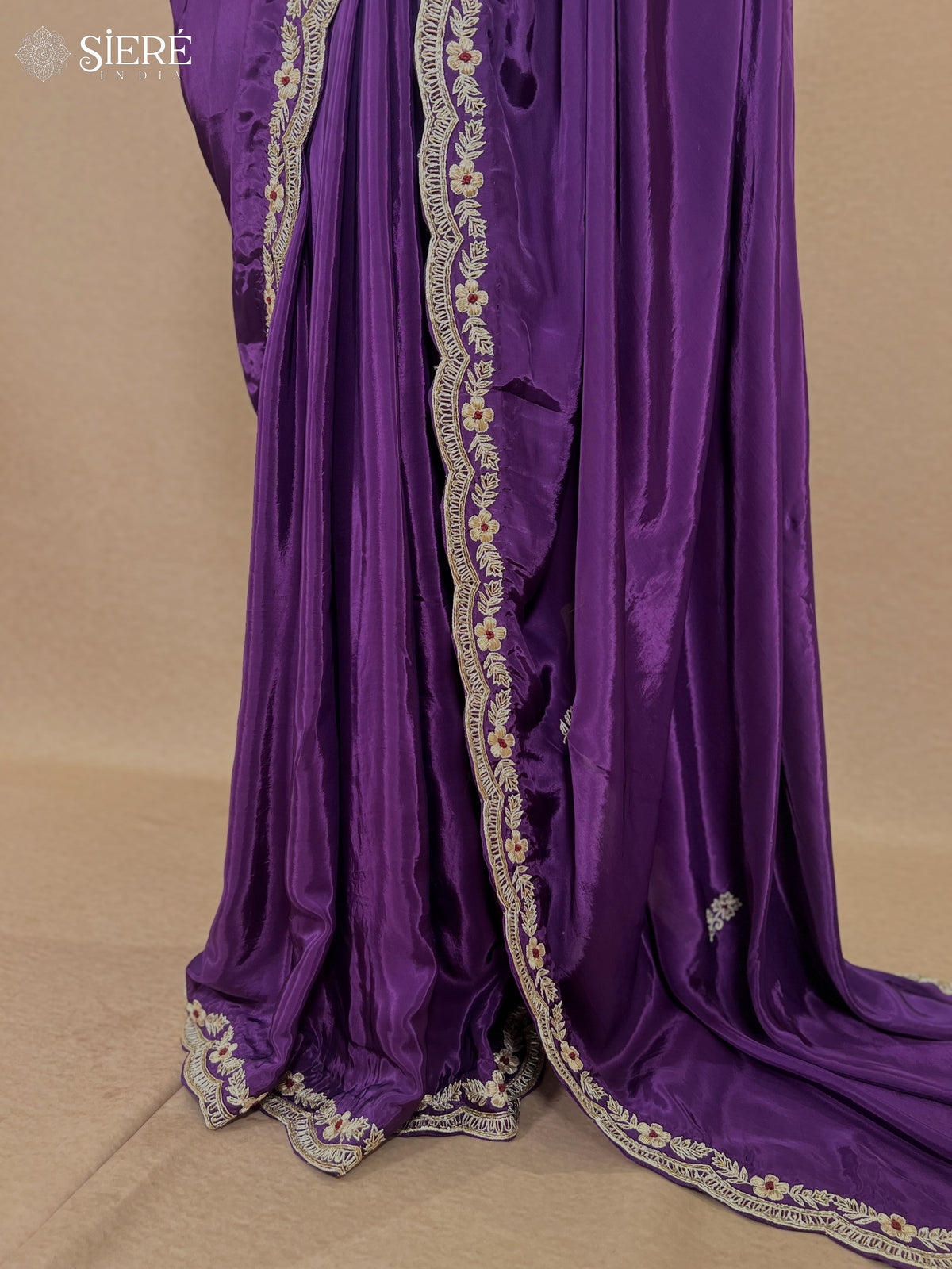MALLIKA - Pure Crepe Zardosi Hand Embroidered Saree