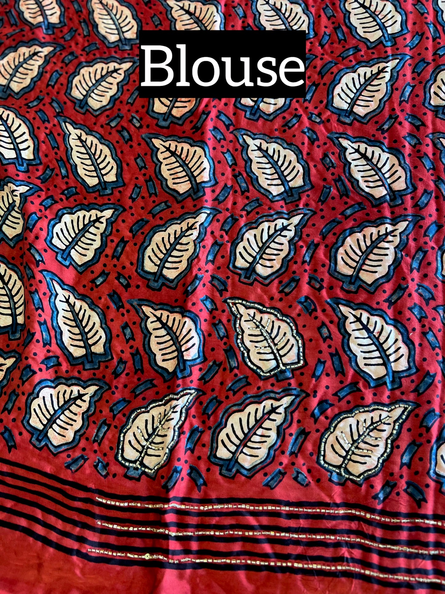 PASSION ROSE - Pure Modal Ajrakh Hand Embroidered Saree