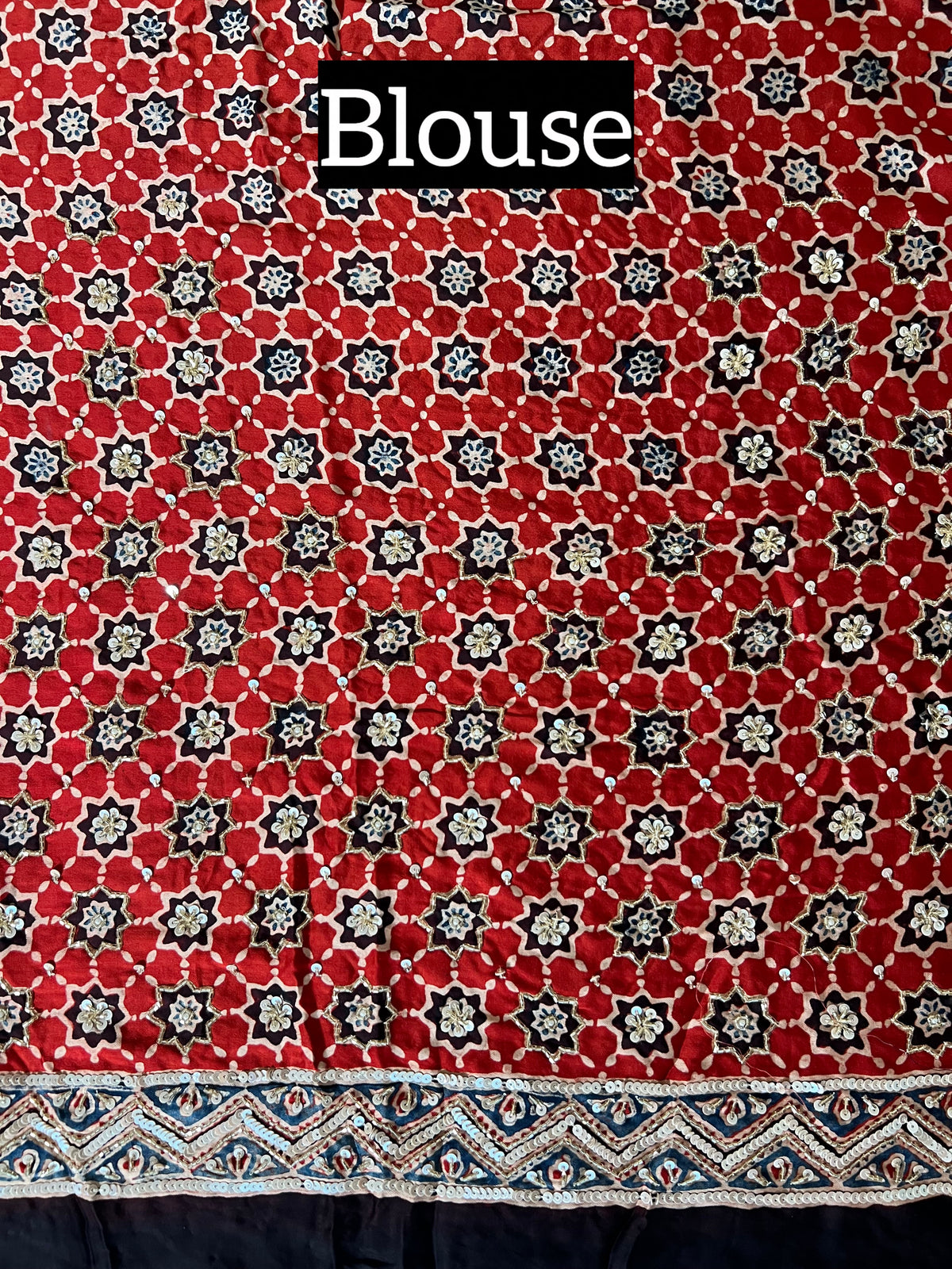 GLITTER AFFAIR - Pure Modal Ajrakh Hand Embroidered Saree