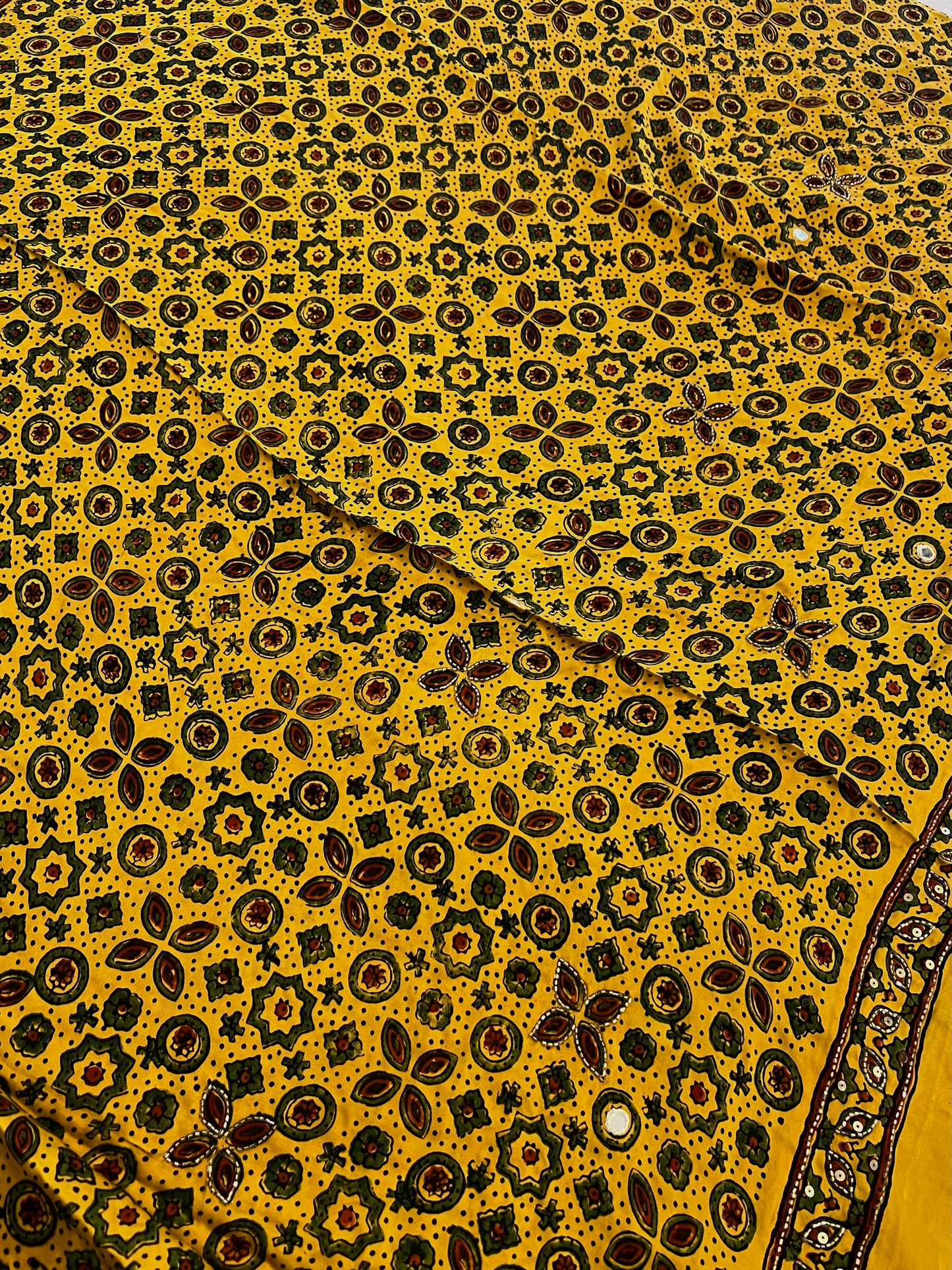 SUNNY DREAM - Pure Modal Ajrakh Hand Embroidered Saree