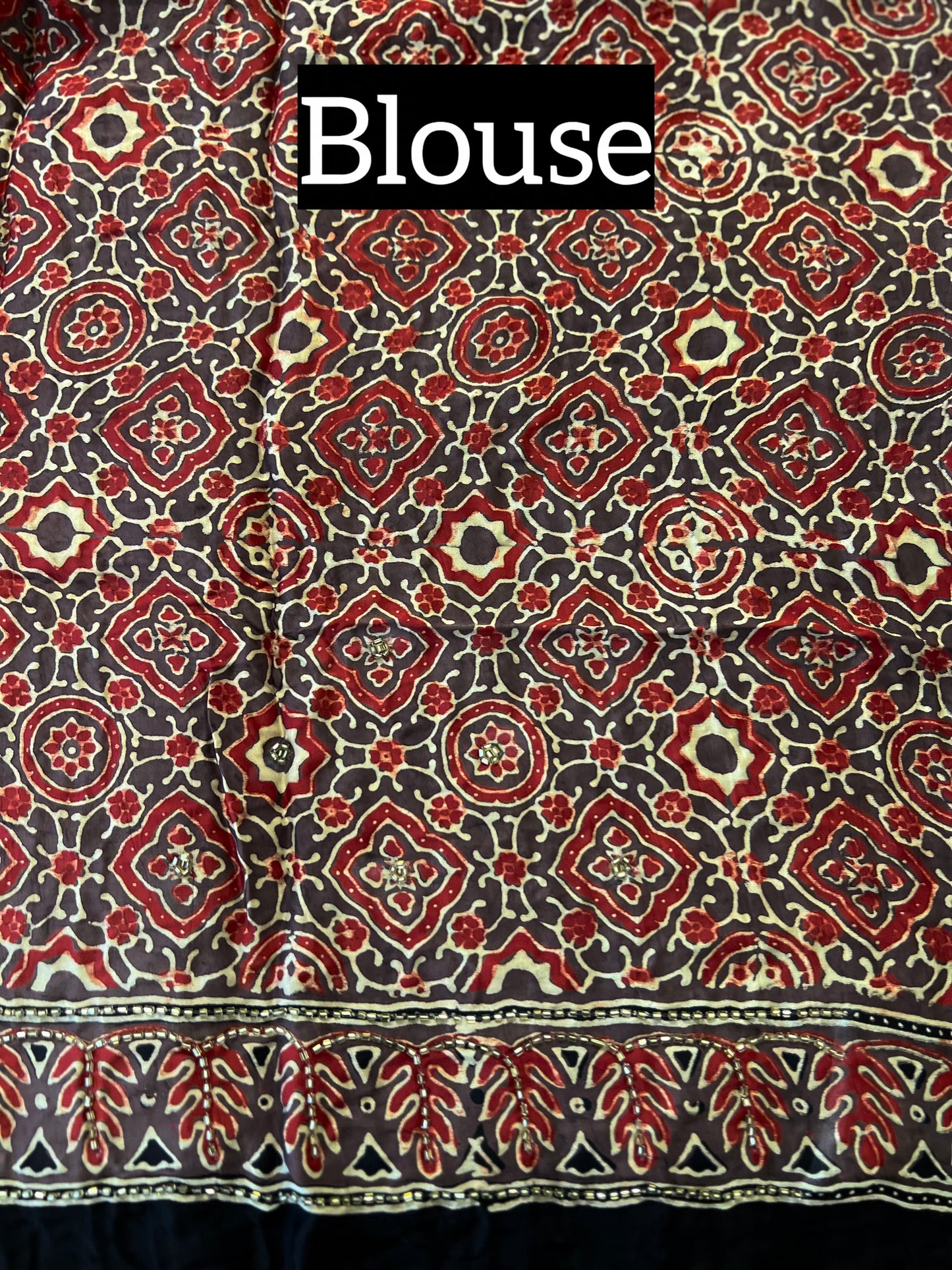 BROWN SUGAR - Pure Modal Ajrakh Hand Embroidered Saree