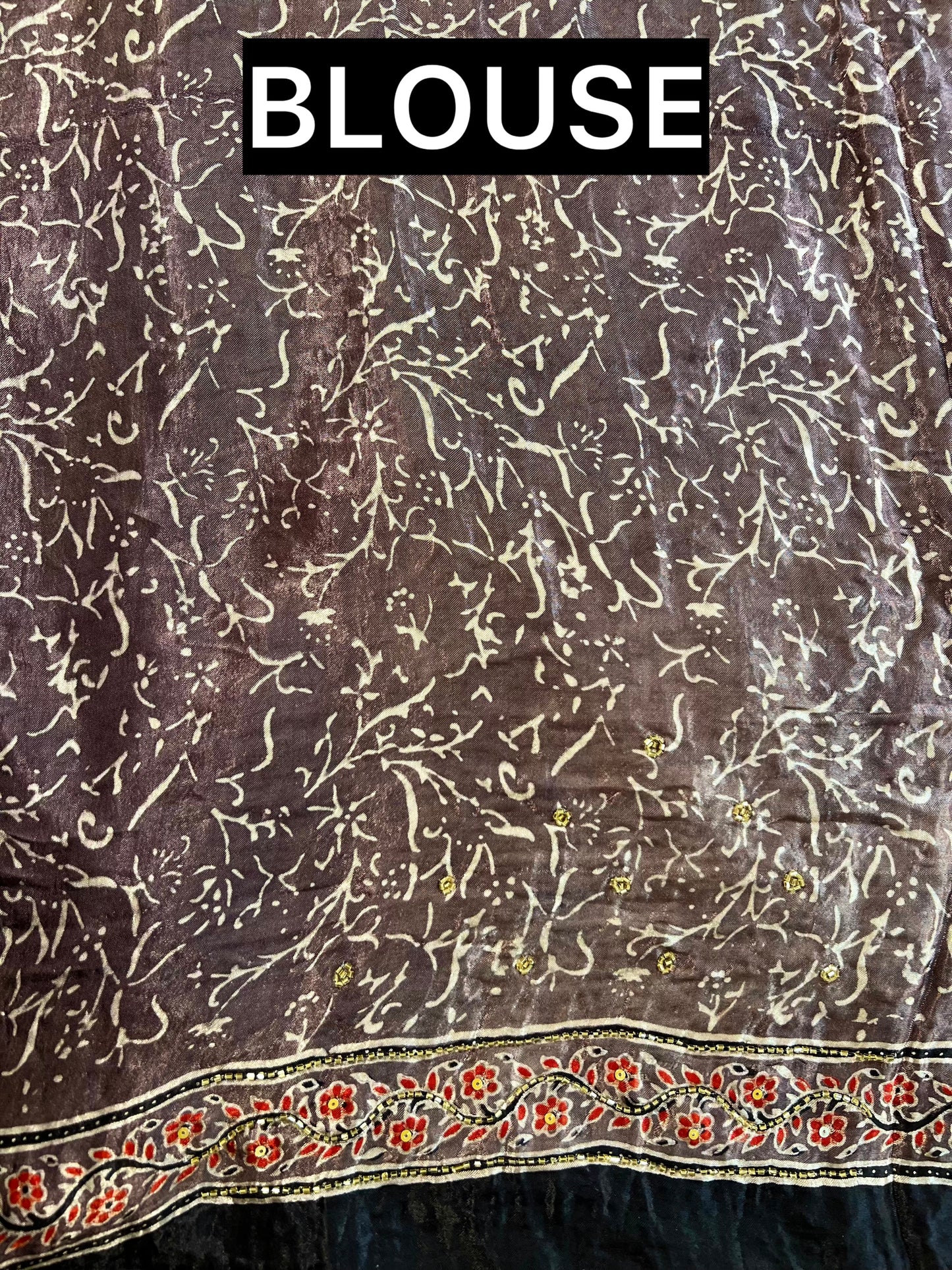 VELVET TRUFFLE - Pure Modal Ajrakh Hand Embroidered Saree