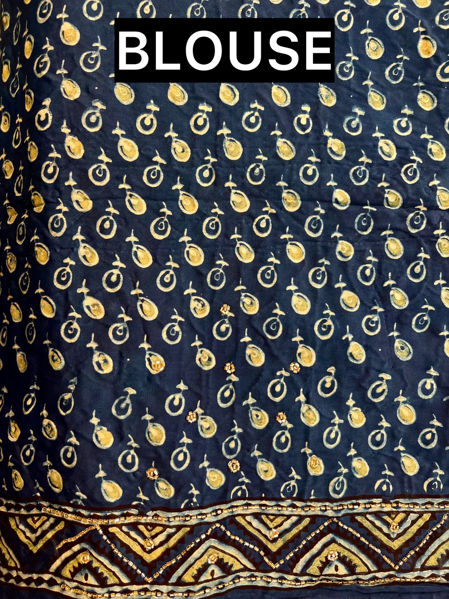 AZURE DREAMS - Pure Modal Ajrakh Hand Embroidered Saree