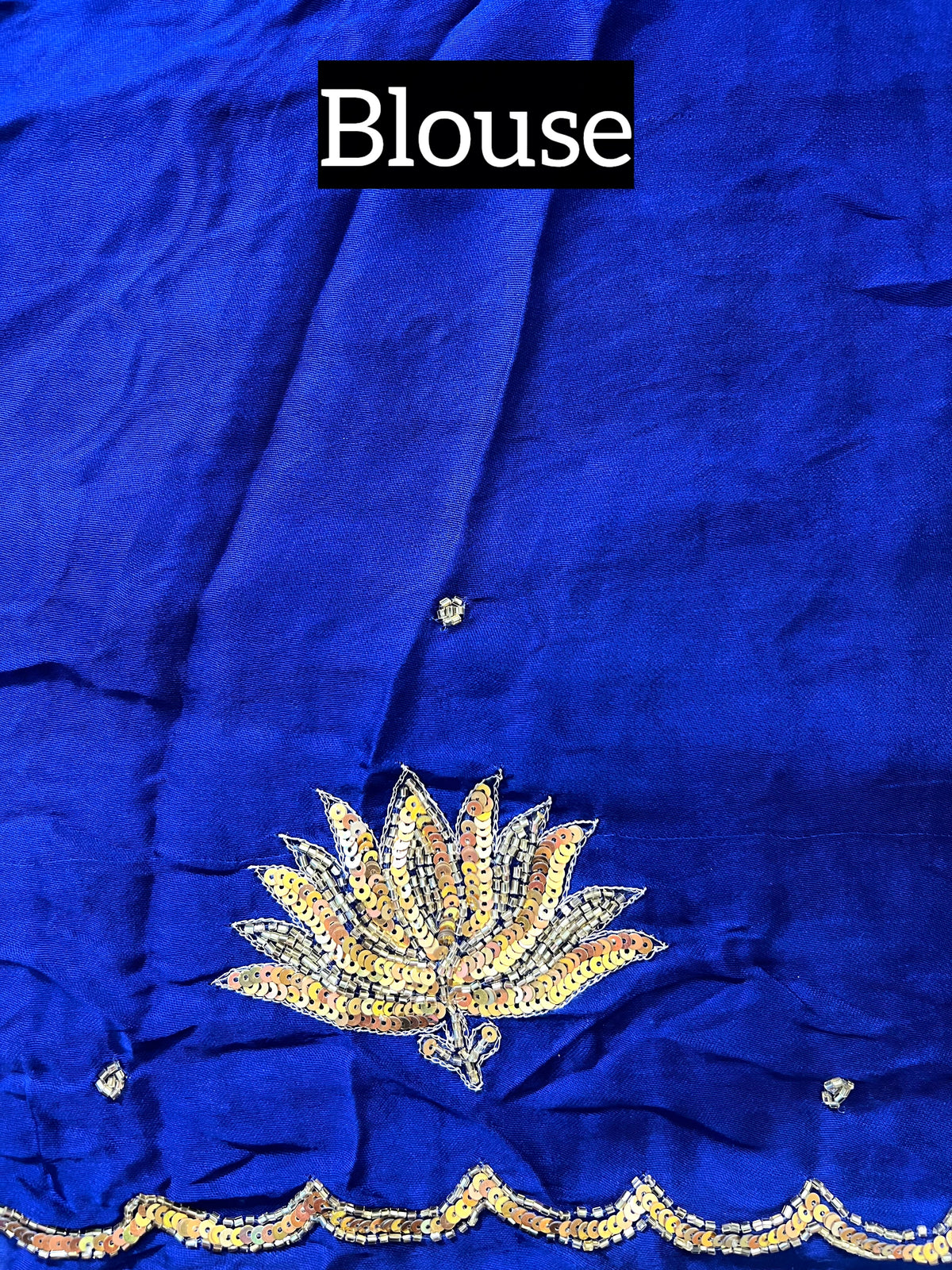 SAPPHIRE LOTUS - Pure Modal Hand Embroidered Saree with Tassels