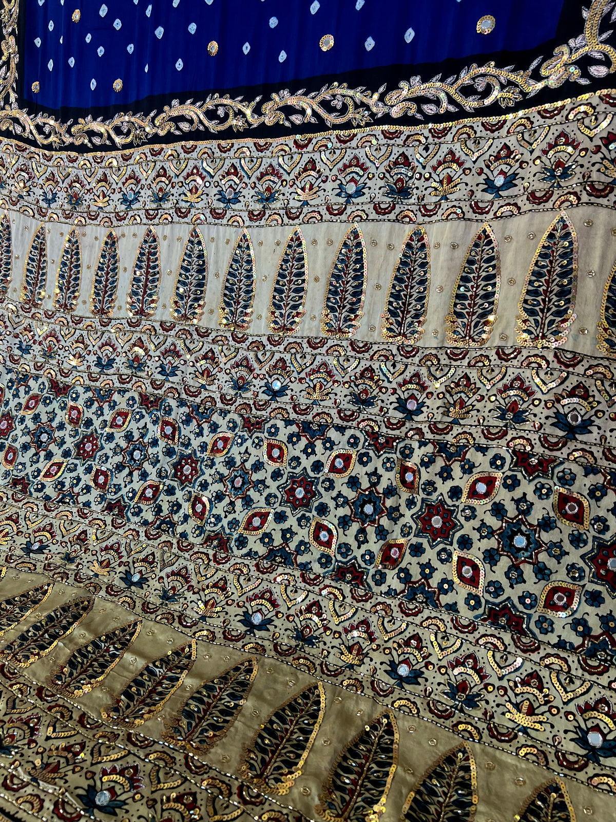 BLUE EMPRESS - Pure Modal Bandhani Ajrakh Hand Embroidered Saree