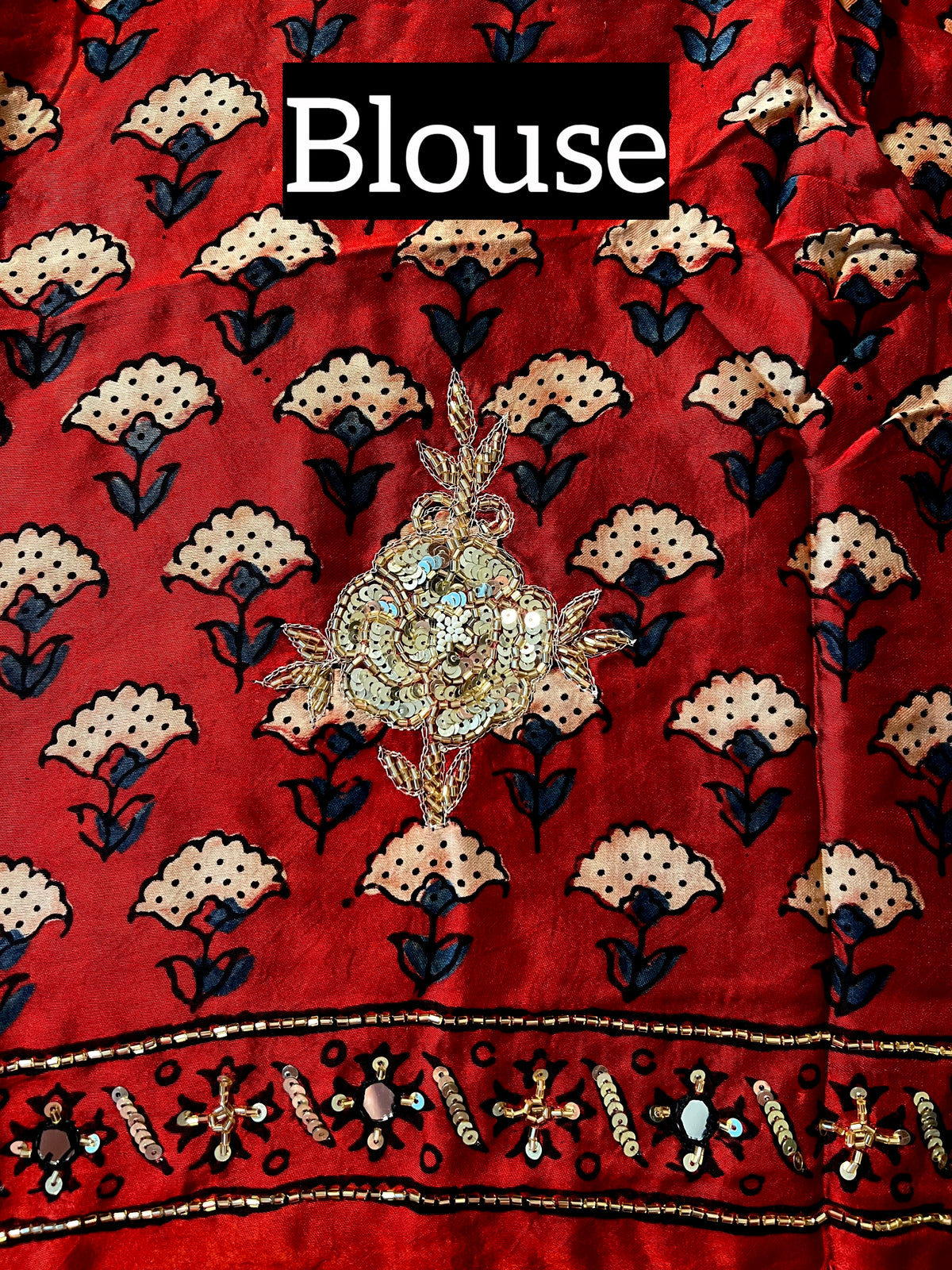 ASTRAL ROSE - Pure Modal Ajrakh Hand Embroidered Saree