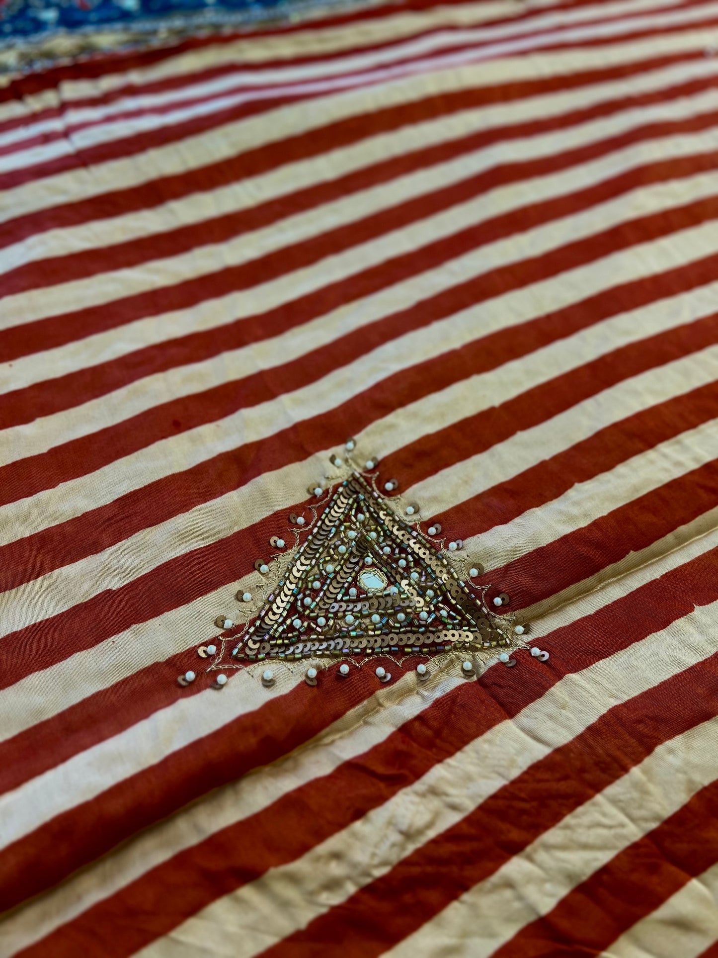 IMPERIAL STRIPES - Pure Modal Ajrakh Hand Embroidered Saree