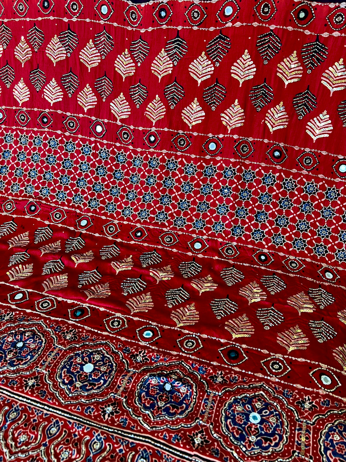 SINFUL ROSE - Pure Modal Ajrakh Hand Embroidered Saree