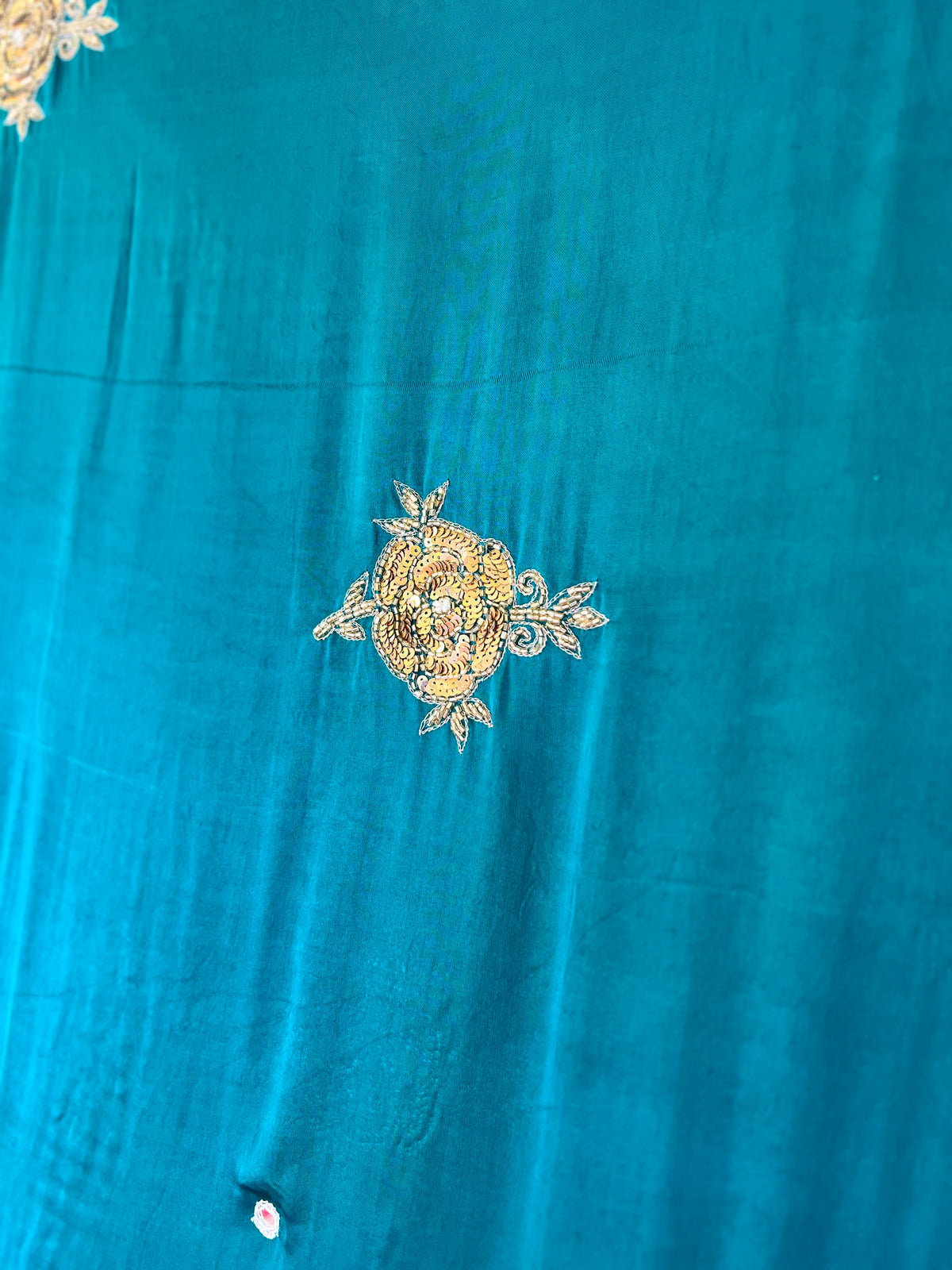TWINKLE ROSE - Pure Modal Ajrakh Hand Embroidered Saree