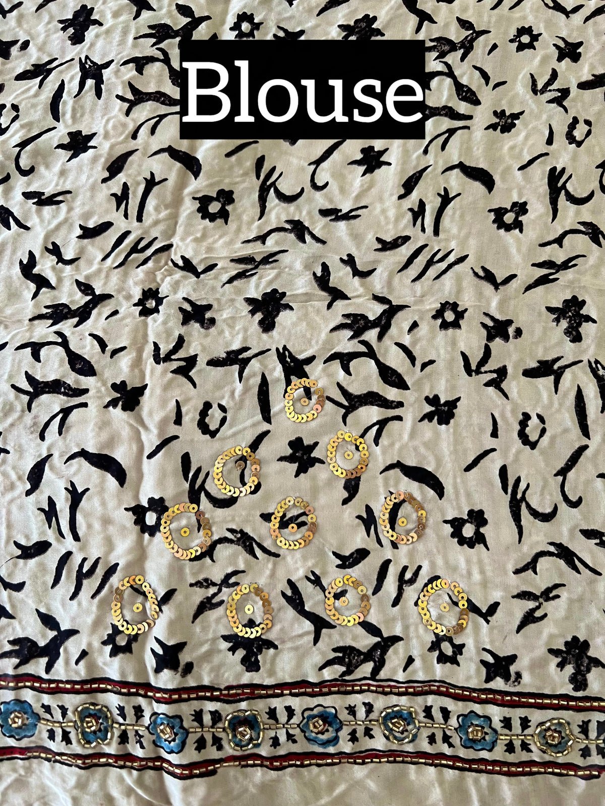 VANILLA VELVET - Pure Modal Ajrakh Hand Embroidered Saree