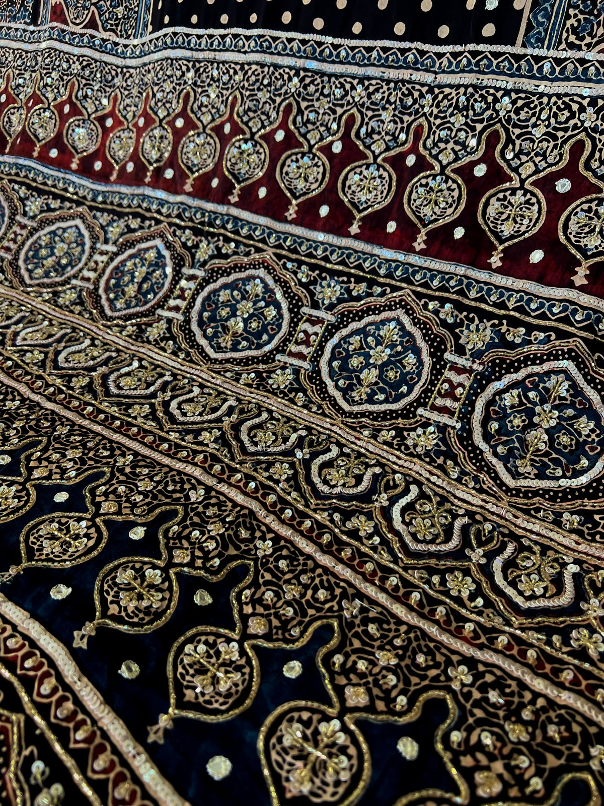 SPARKLE DREAMS - Pure Modal Ajrakh Hand Embroidered Saree