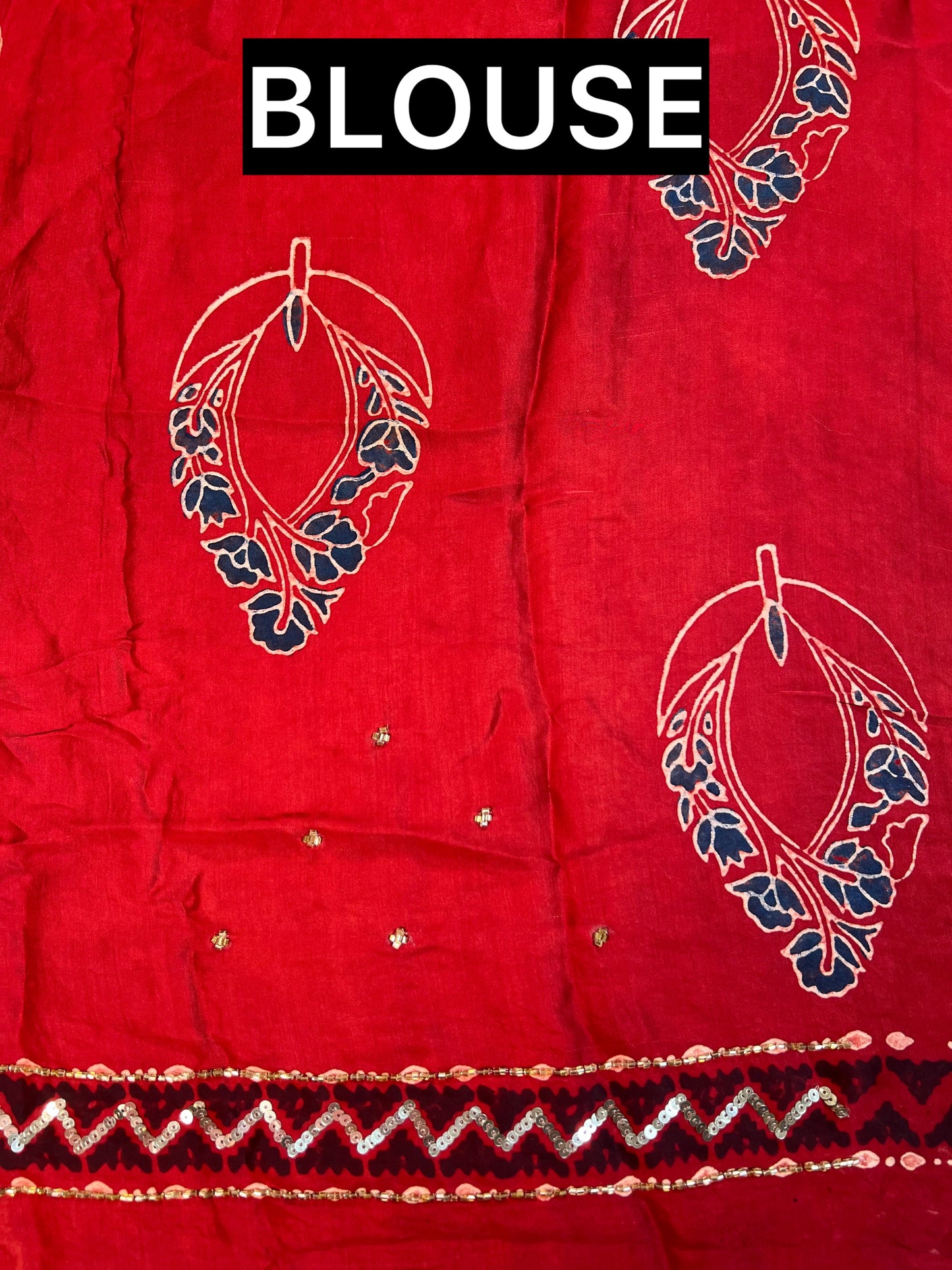 CRIMSON ECLIPSE - Pure Modal Ajrakh Hand Embroidered Saree