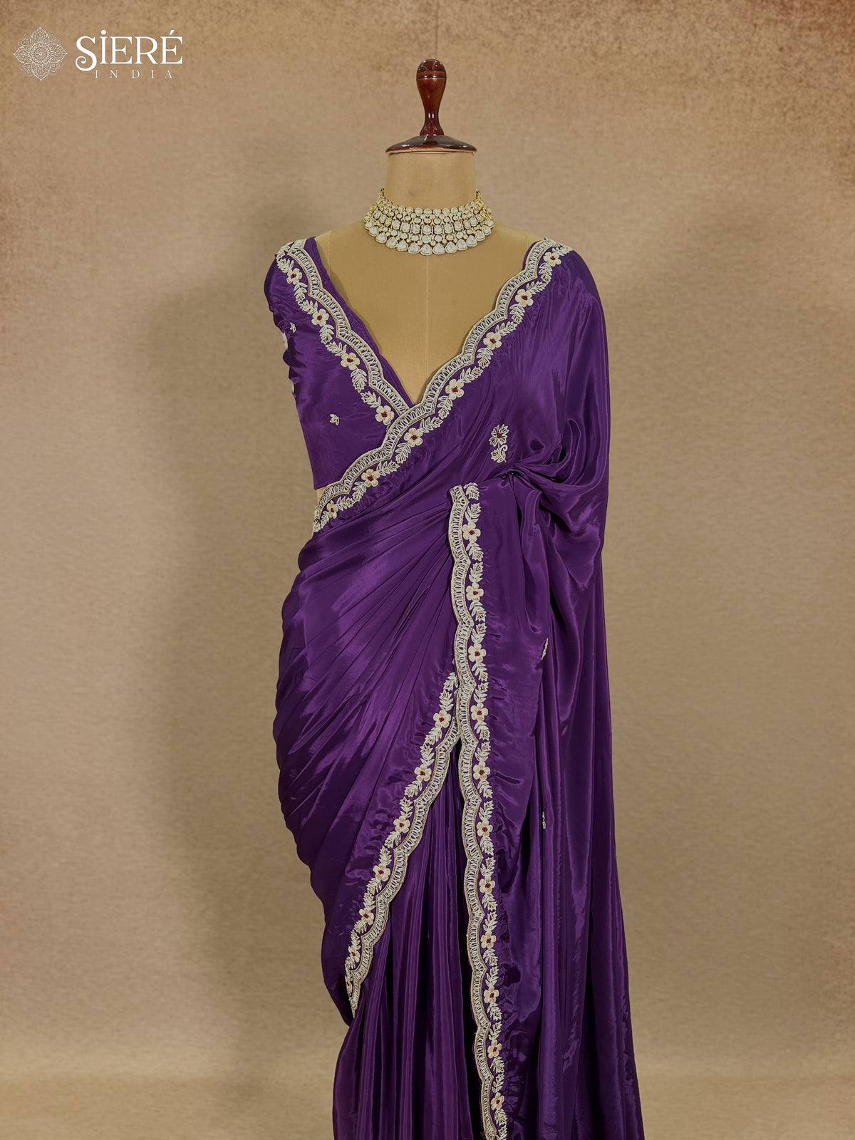 MALLIKA - Pure Crepe Zardosi Hand Embroidered Saree
