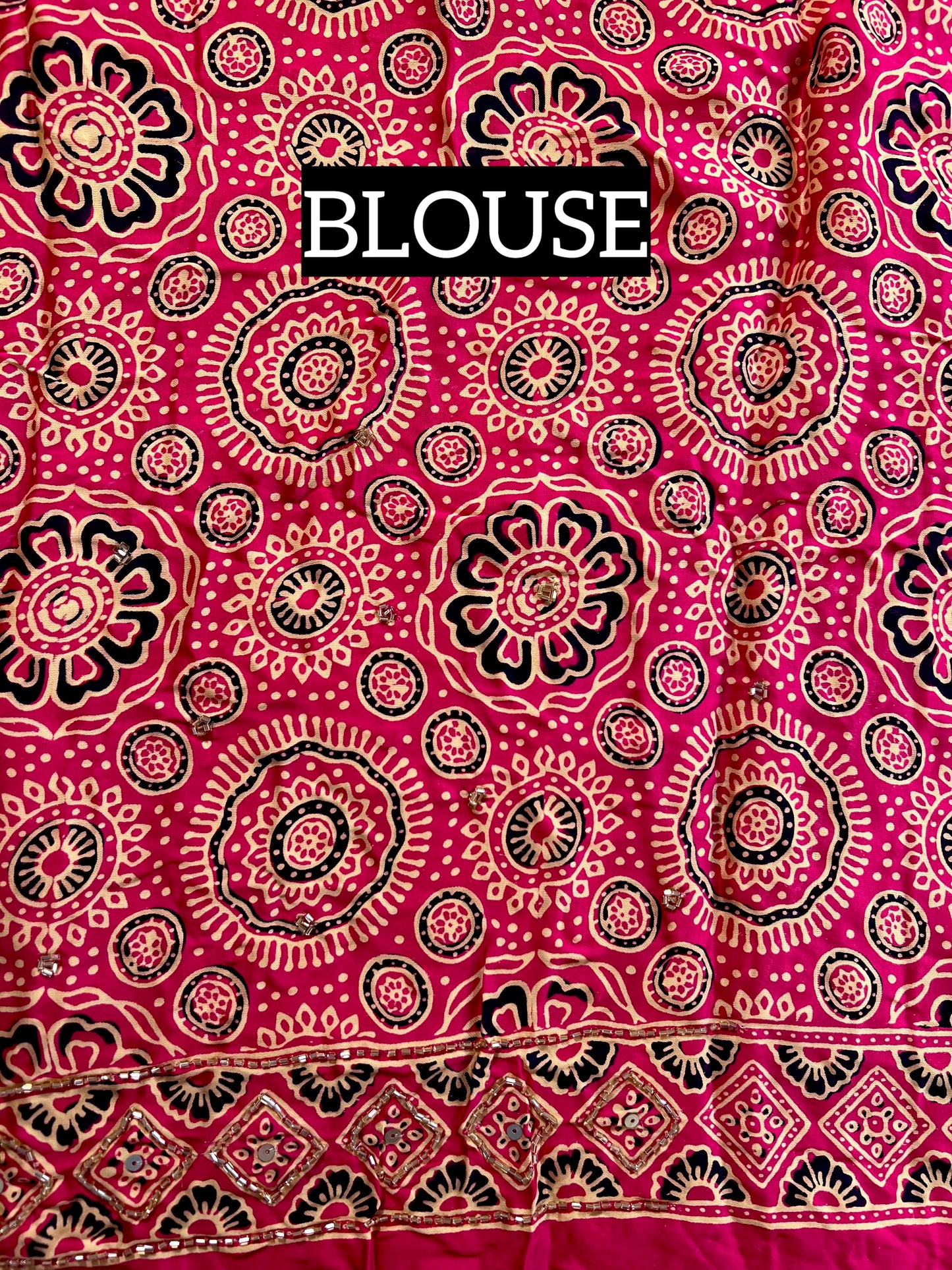 BLUSHING DAWN - Pure Modal Ajrakh Hand Embroidered Saree