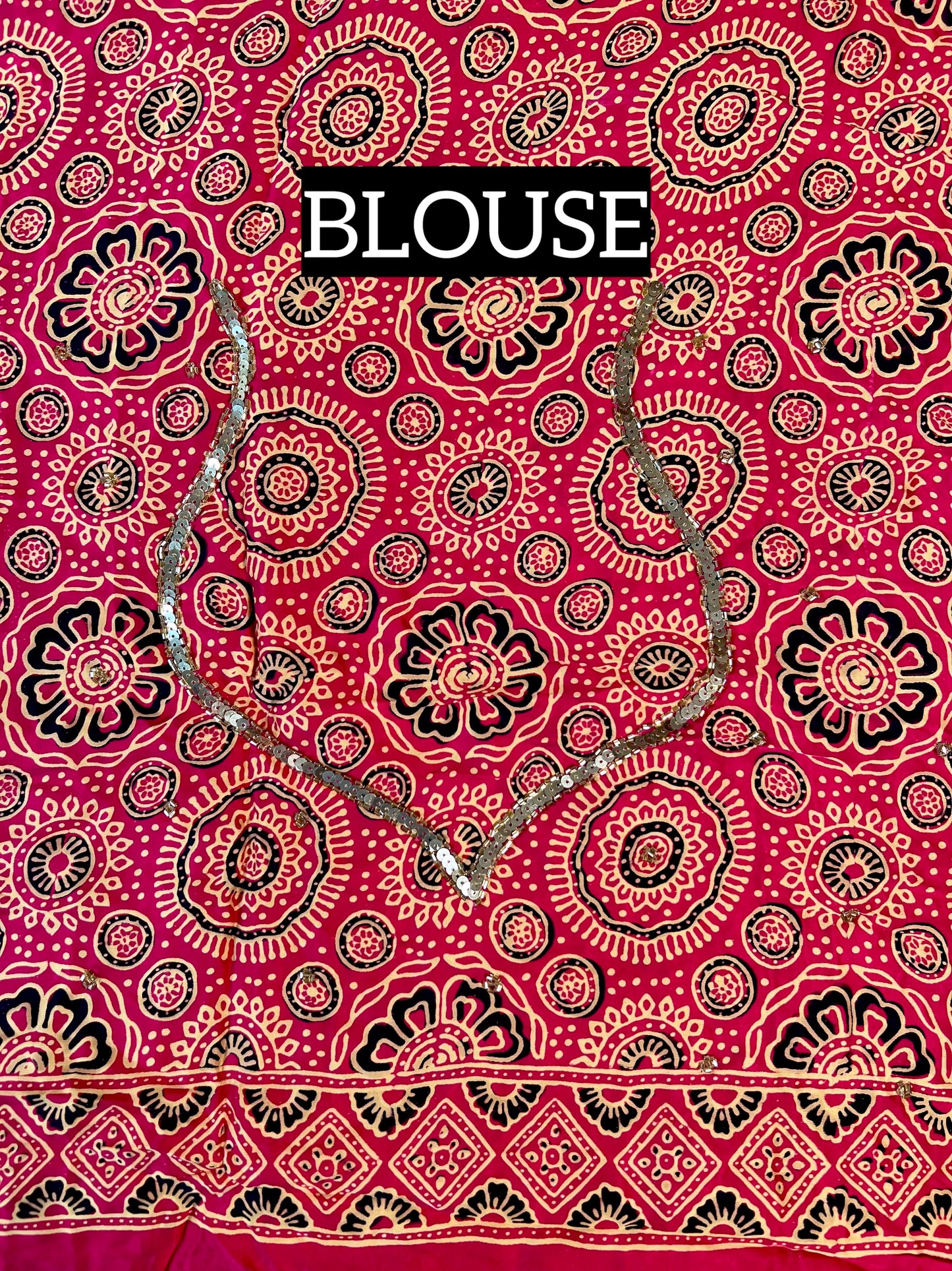 BLUSHING DAWN - Pure Modal Ajrakh Hand Embroidered Saree