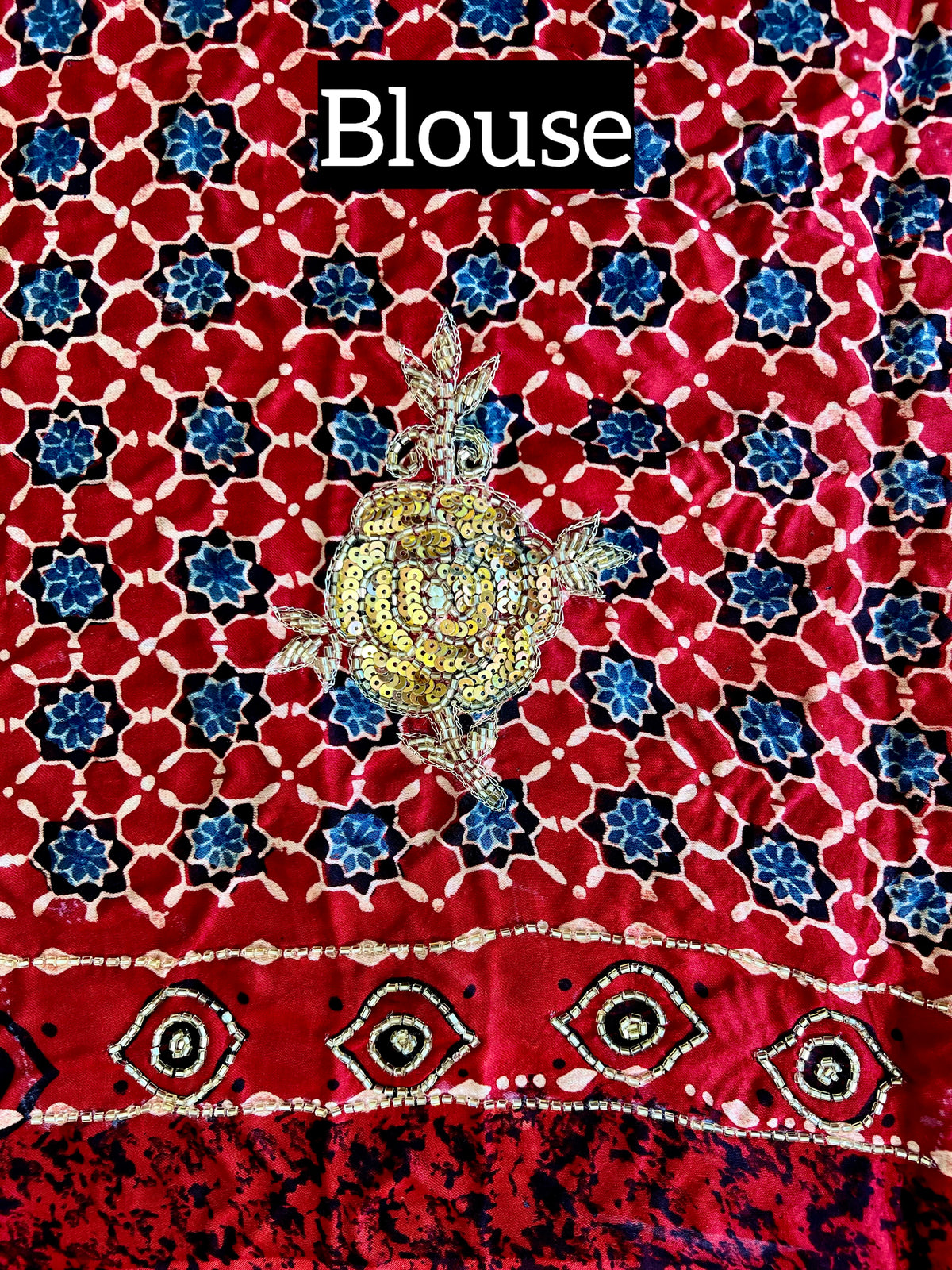 SINFUL ROSE - Pure Modal Ajrakh Hand Embroidered Saree