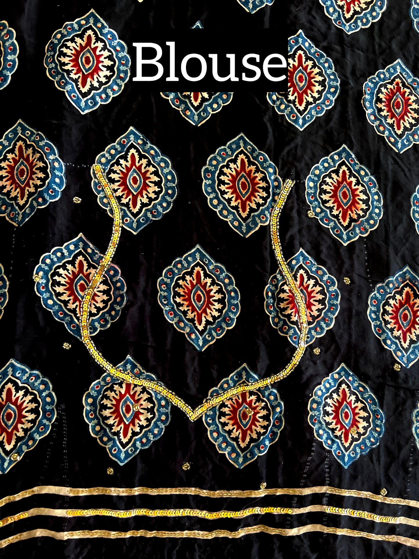 RED ROMANCE - Pure Modal Ajrakh Hand Embroidered Saree