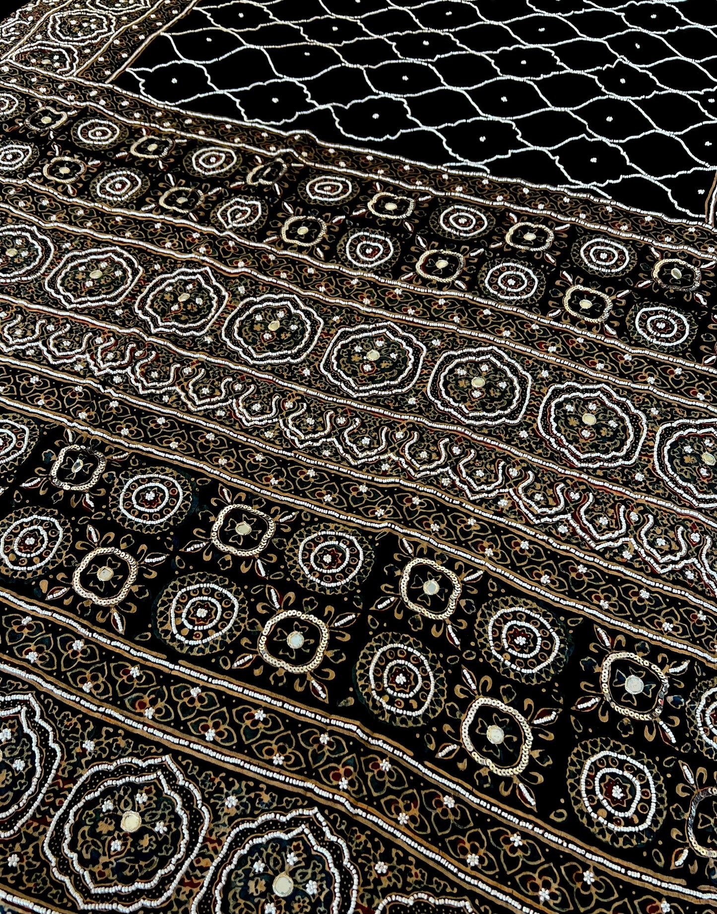CELESTIAL REVERIE - Pure Modal Ajrakh Hand Embroidered Saree