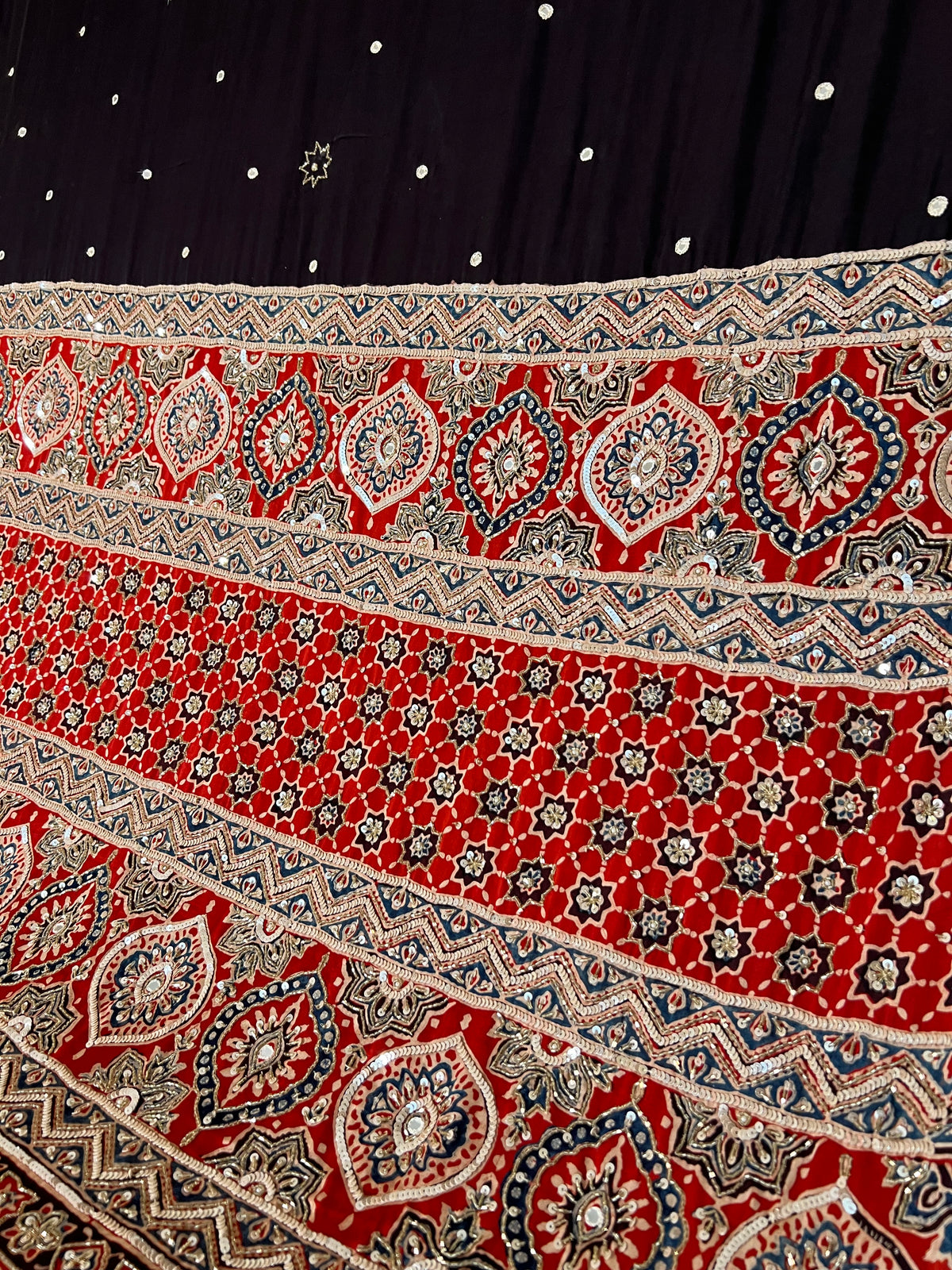 GLITTER AFFAIR - Pure Modal Ajrakh Hand Embroidered Saree