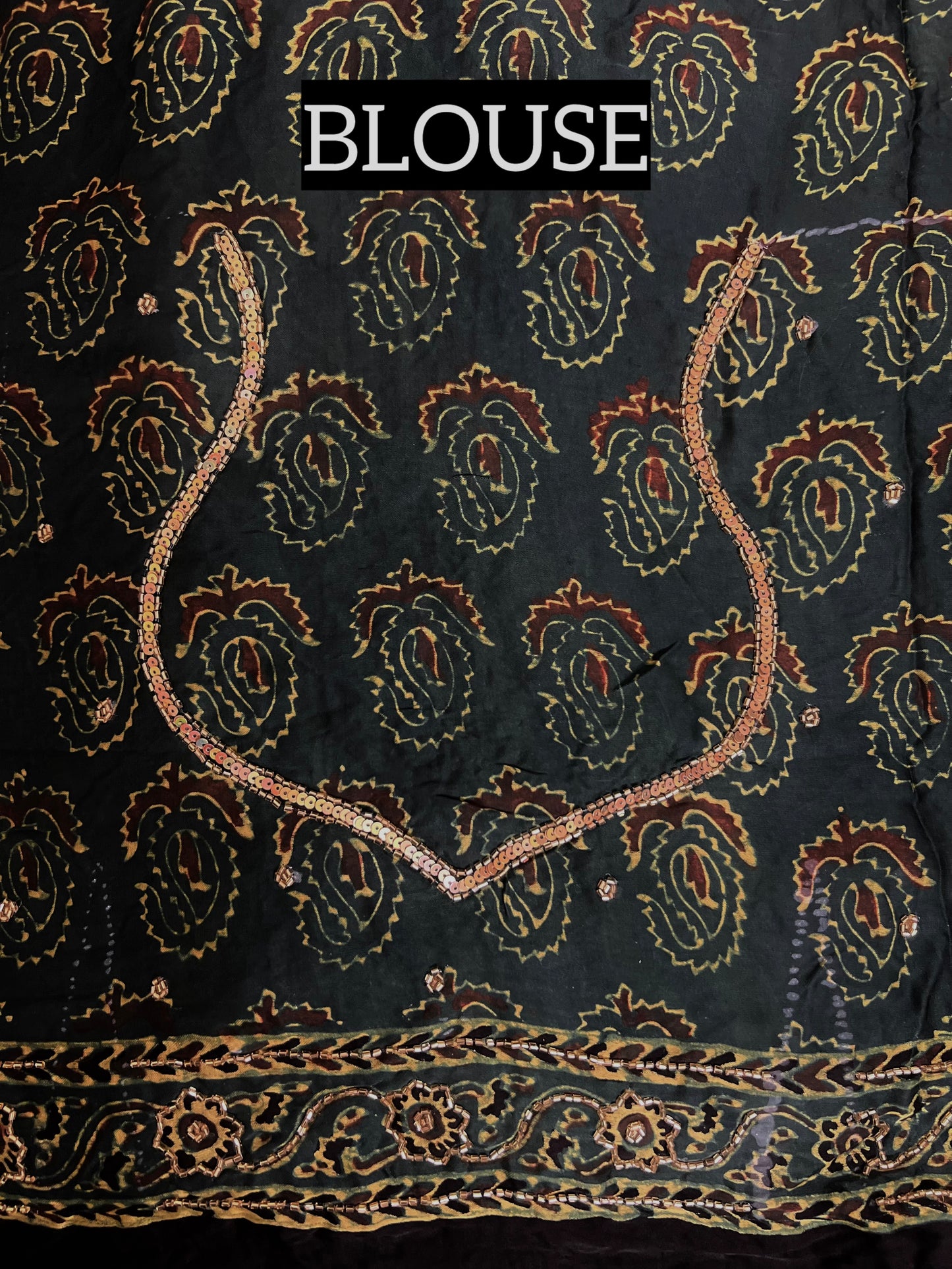 GARDEN WHISPER - Pure Modal Ajrakh Hand Embroidered Saree