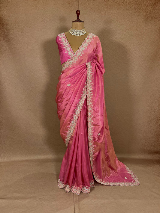 DEVYANI - Pure Tissue Zardosi Hand Embroidered Saree