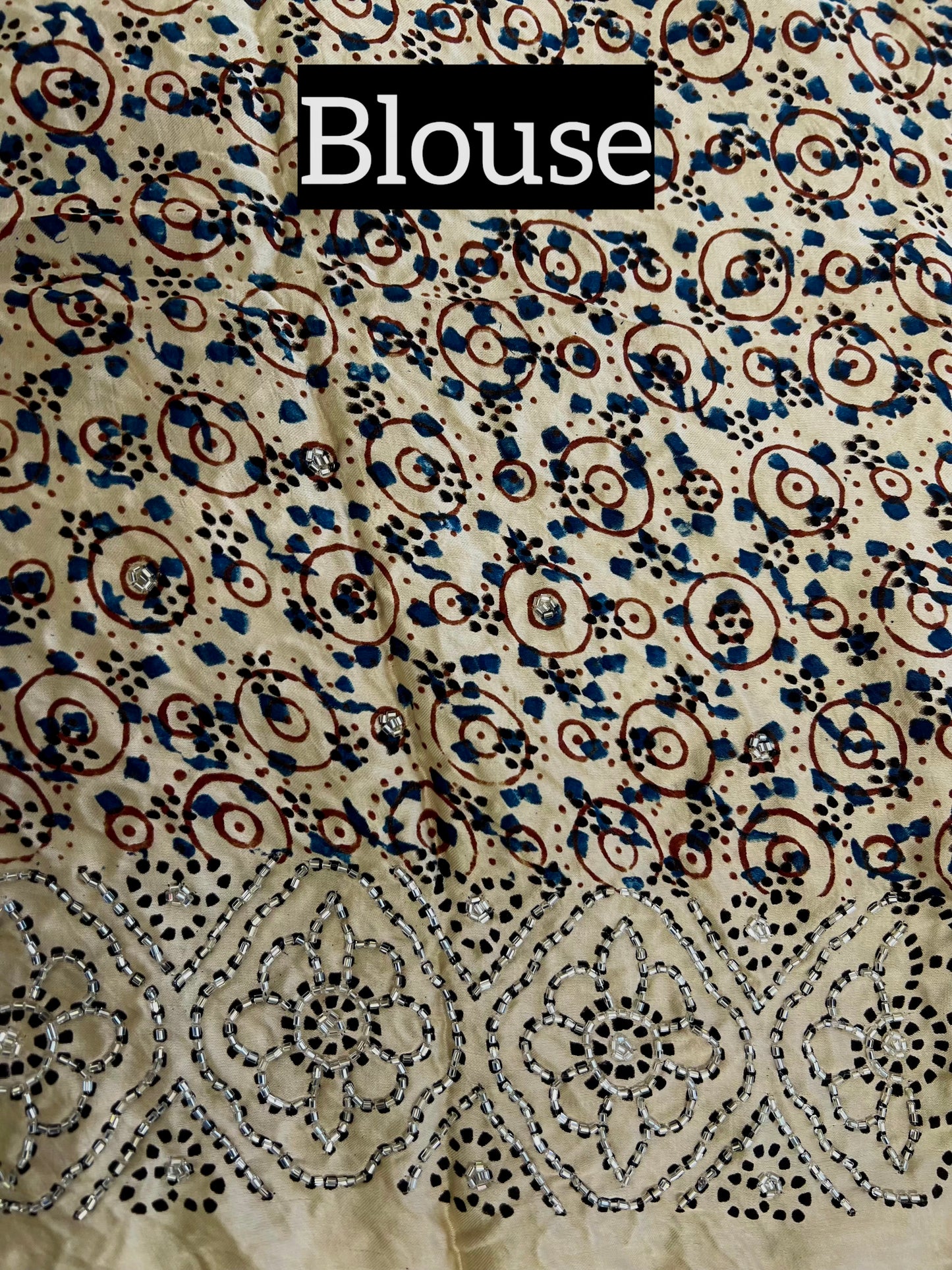 MOONLIT ROSE - Pure Modal Ajrakh Hand Embroidered Saree