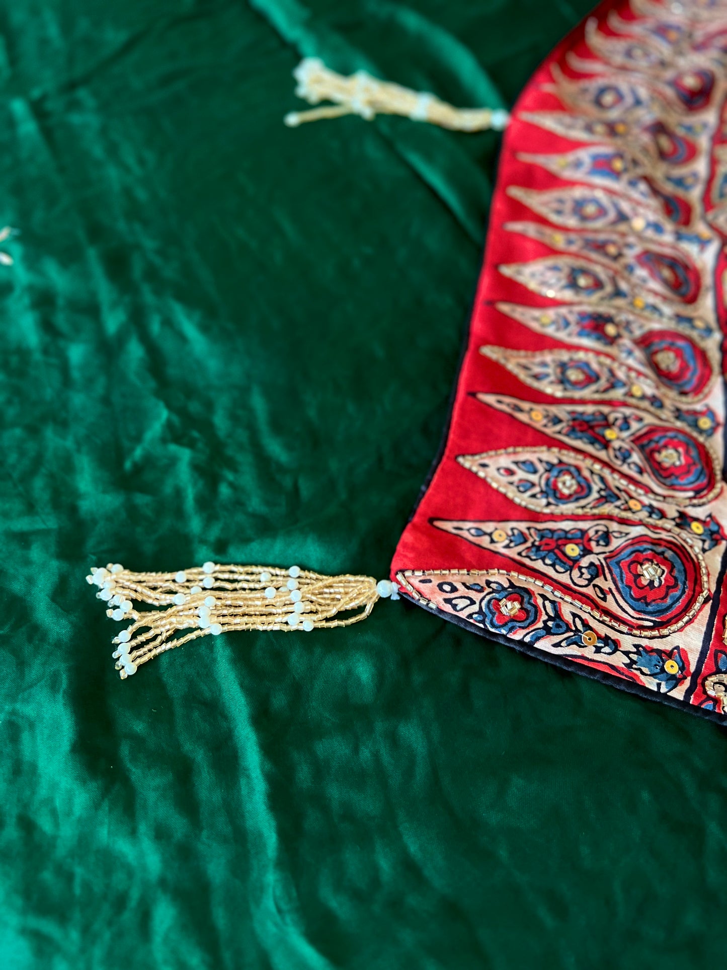 GREEN ECSTASY - Pure Modal Ajrakh Hand Embroidered Saree
