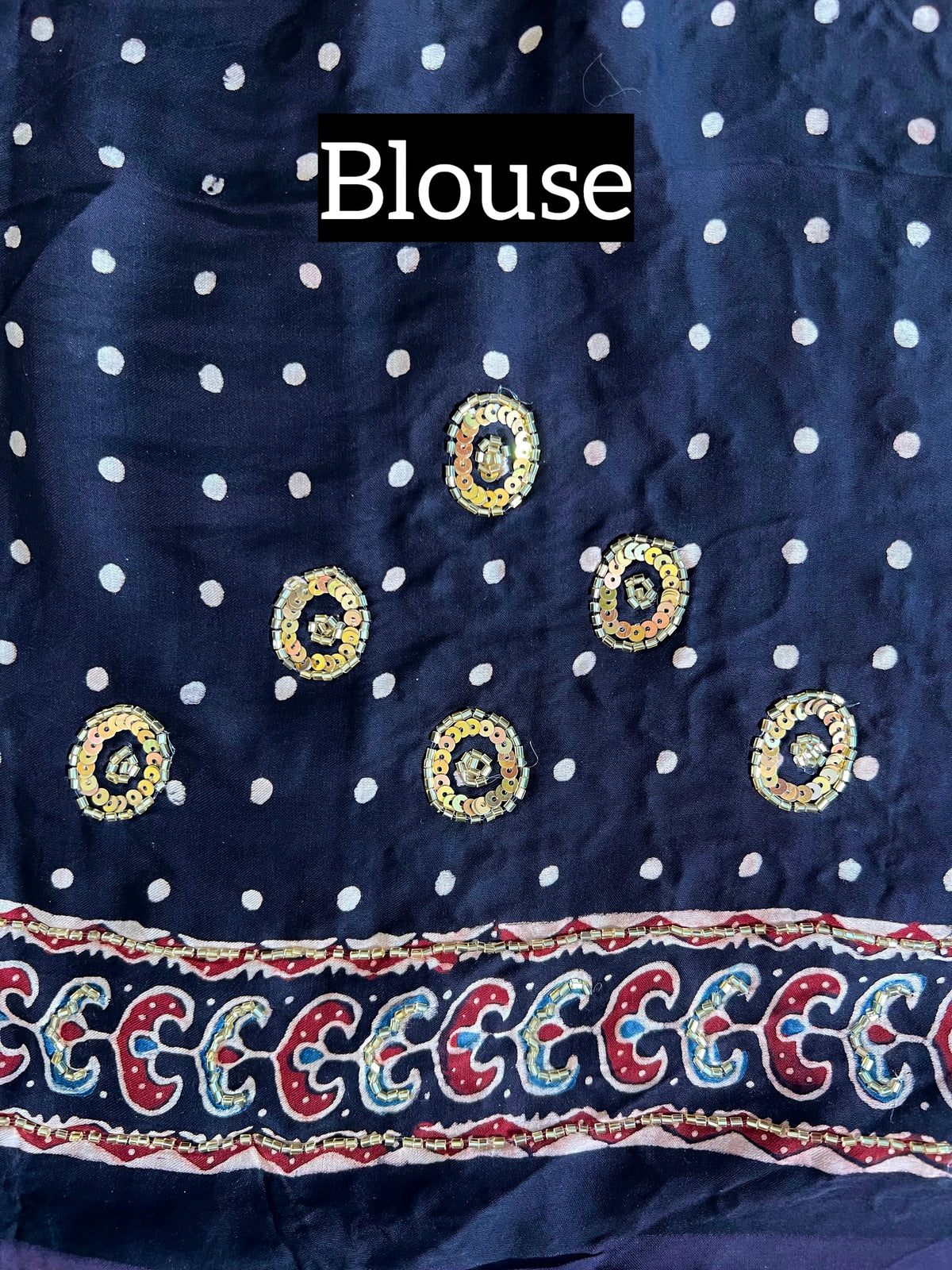 EBONY BLOSSOM - Pure Modal Ajrakh Hand Embroidered Saree
