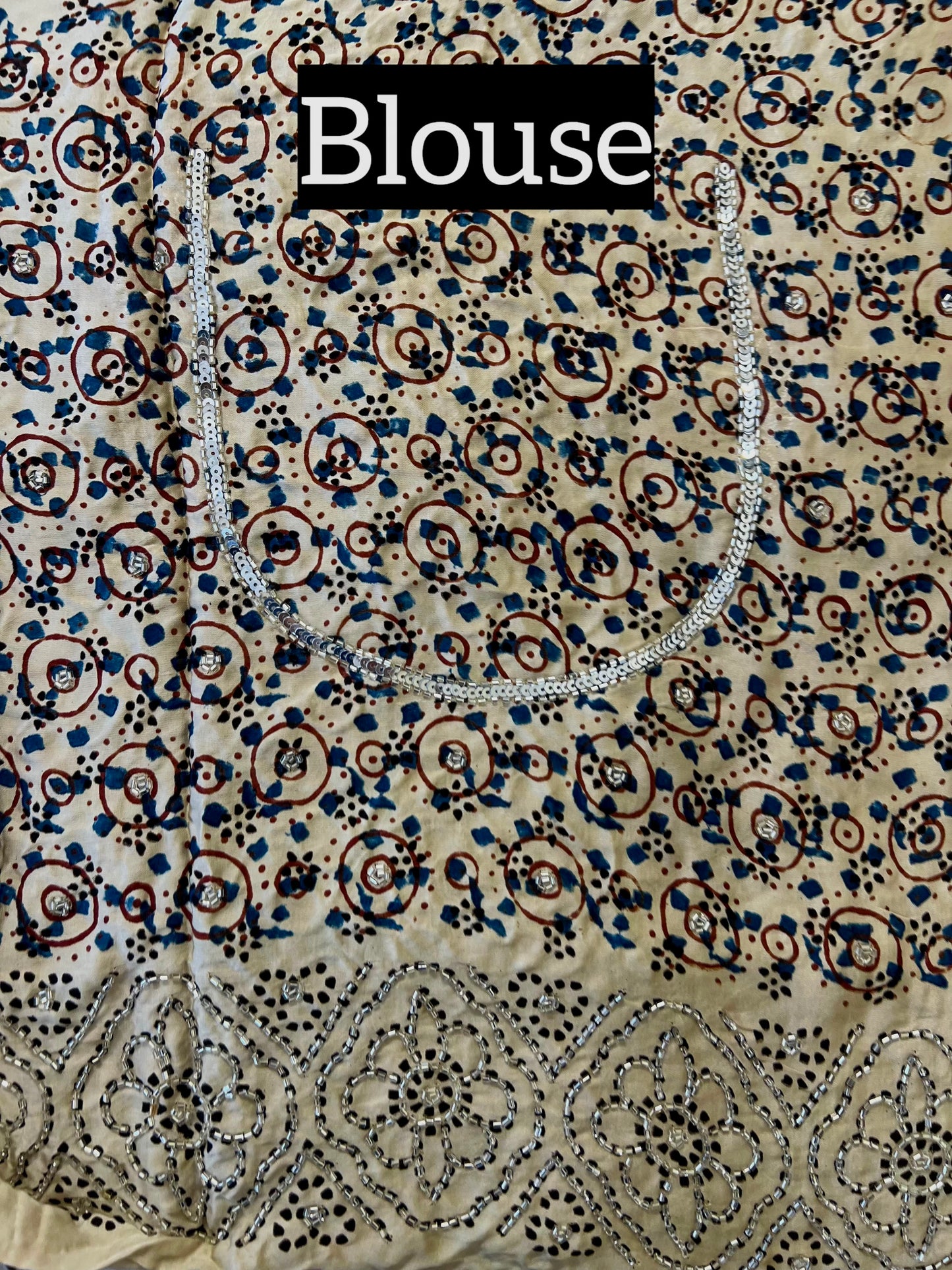 MOONLIT ROSE - Pure Modal Ajrakh Hand Embroidered Saree