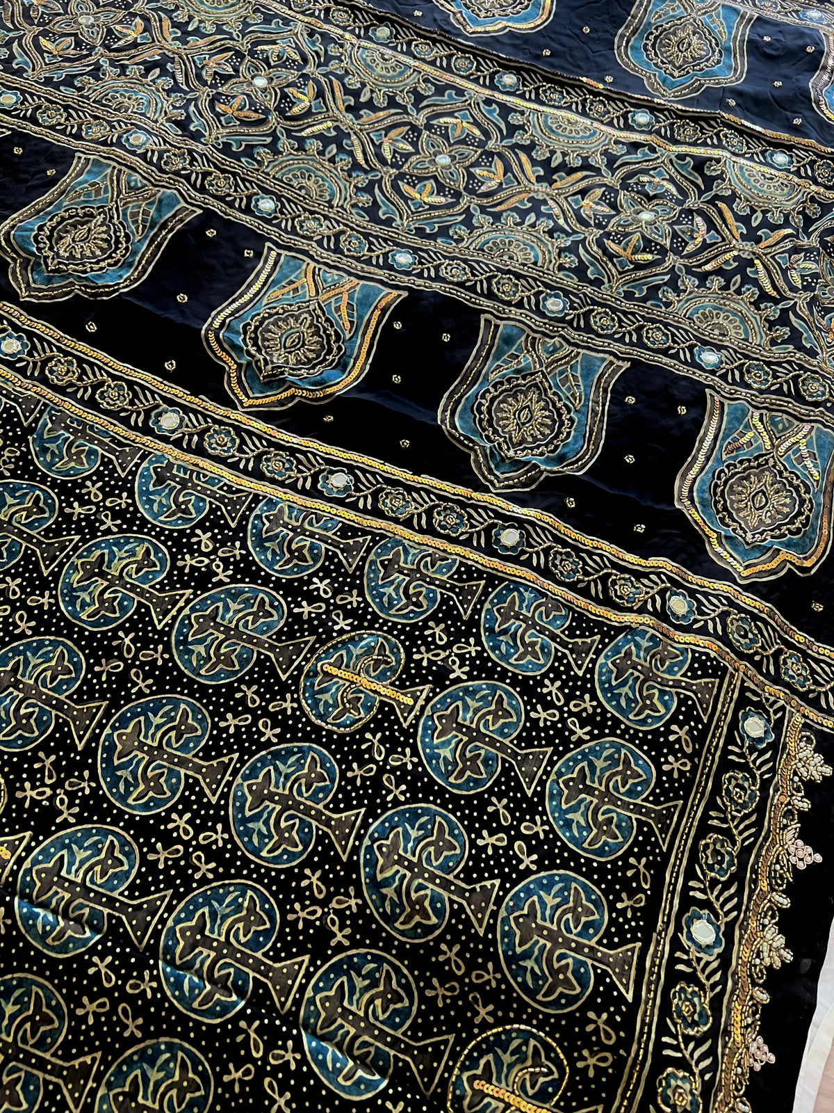SHADOW ORCHID - Pure Modal Ajrakh Hand Embroidered Saree