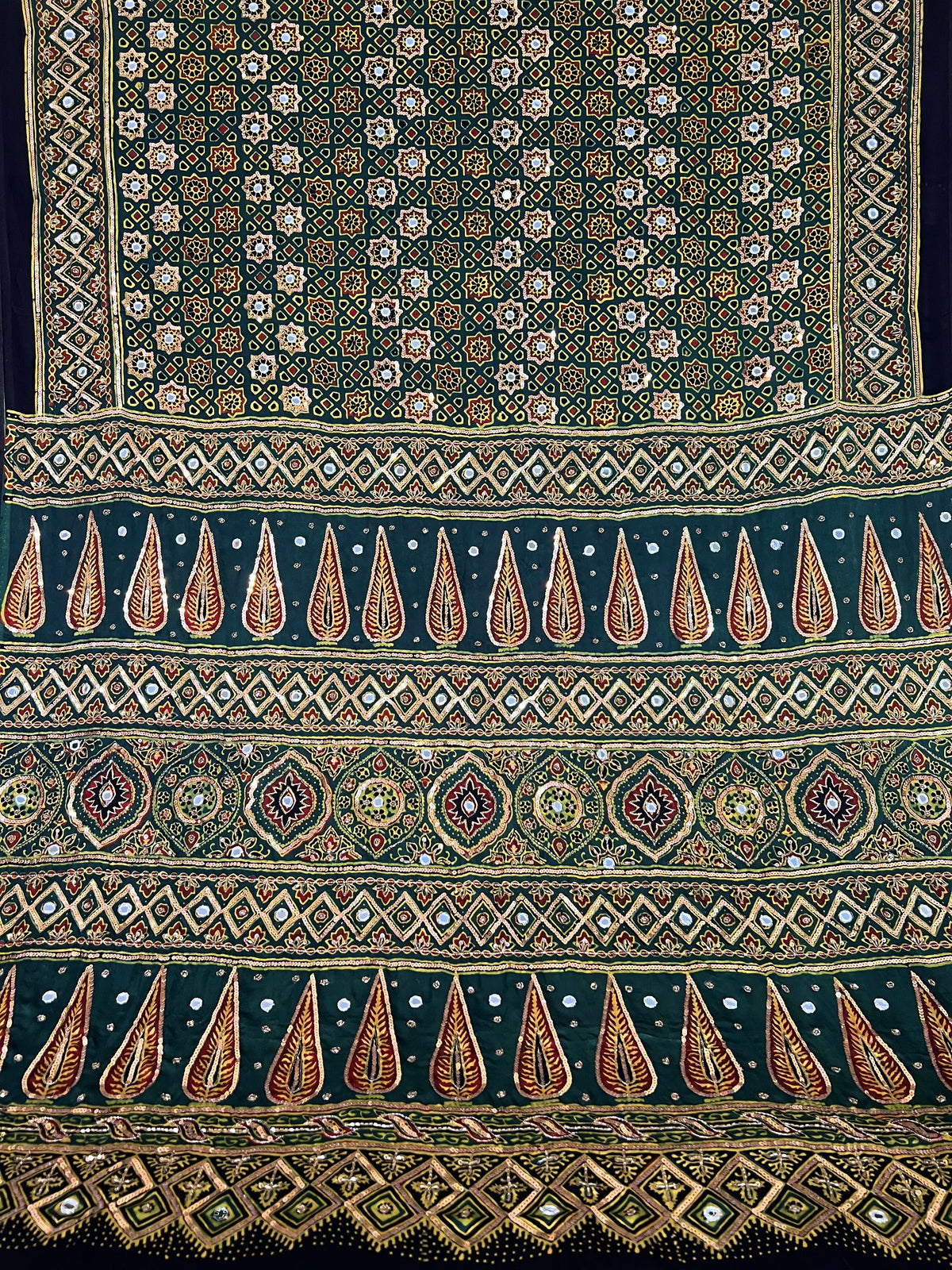 DIVINE JEWEL - Pure Modal Ajrakh Hand Embroidered Saree