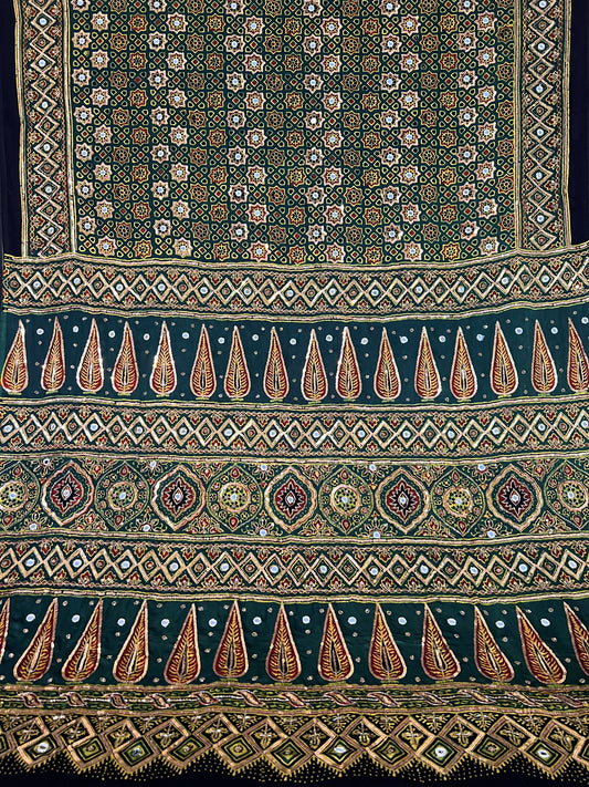 DIVINE JEWEL - Pure Modal Ajrakh Hand Embroidered Saree