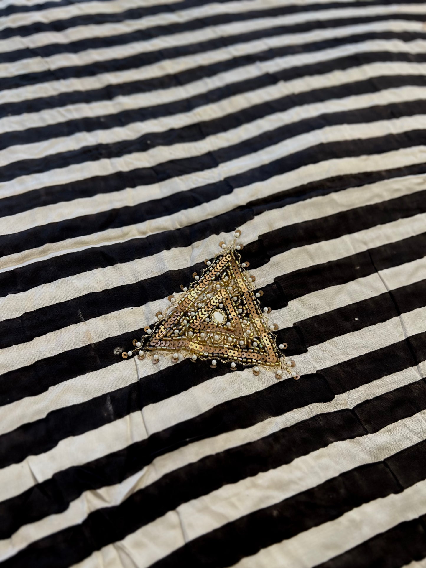REGAL STRIPES - Pure Modal Ajrakh Hand Embroidered Saree