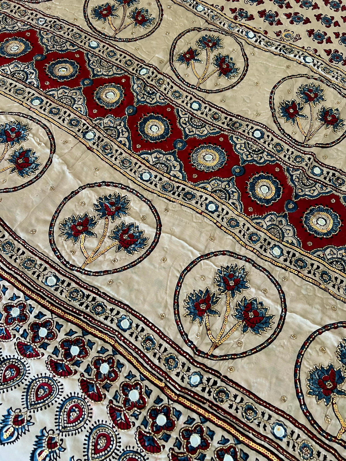 VANILLA VELVET - Pure Modal Ajrakh Hand Embroidered Saree