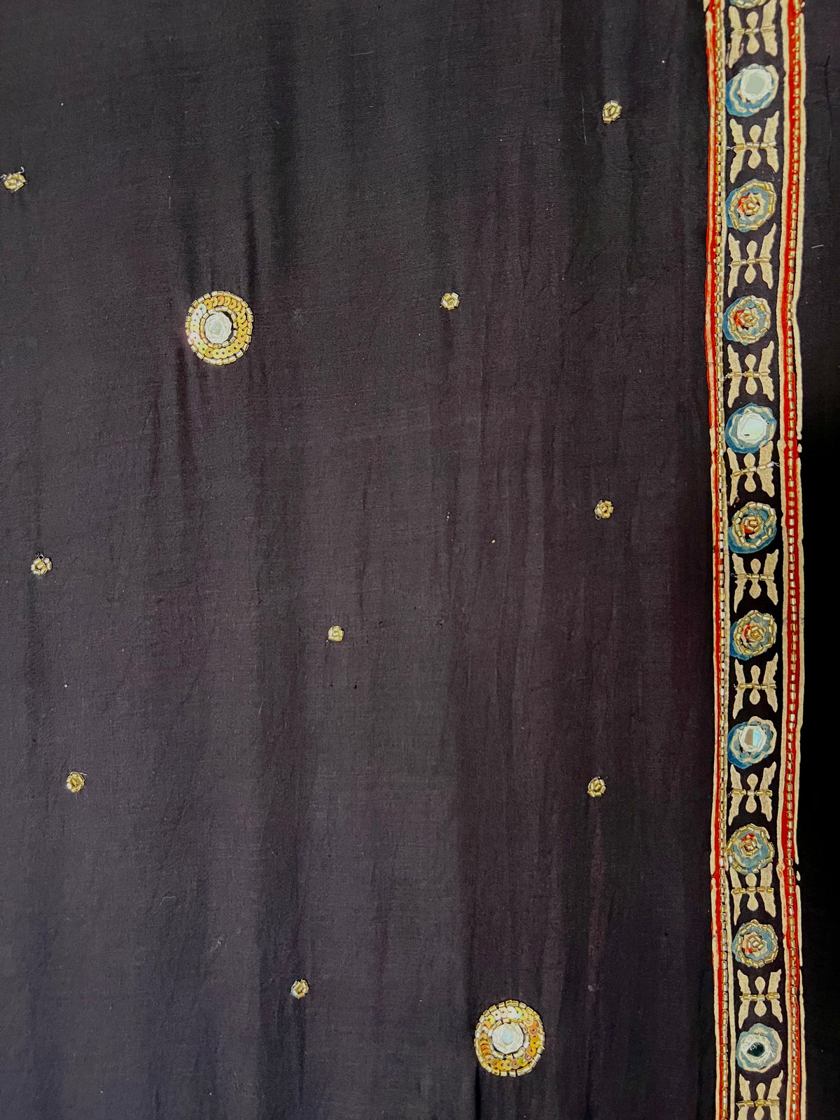 NIGHT WHISPER - Pure Modal Ajrakh Hand Embroidered Saree