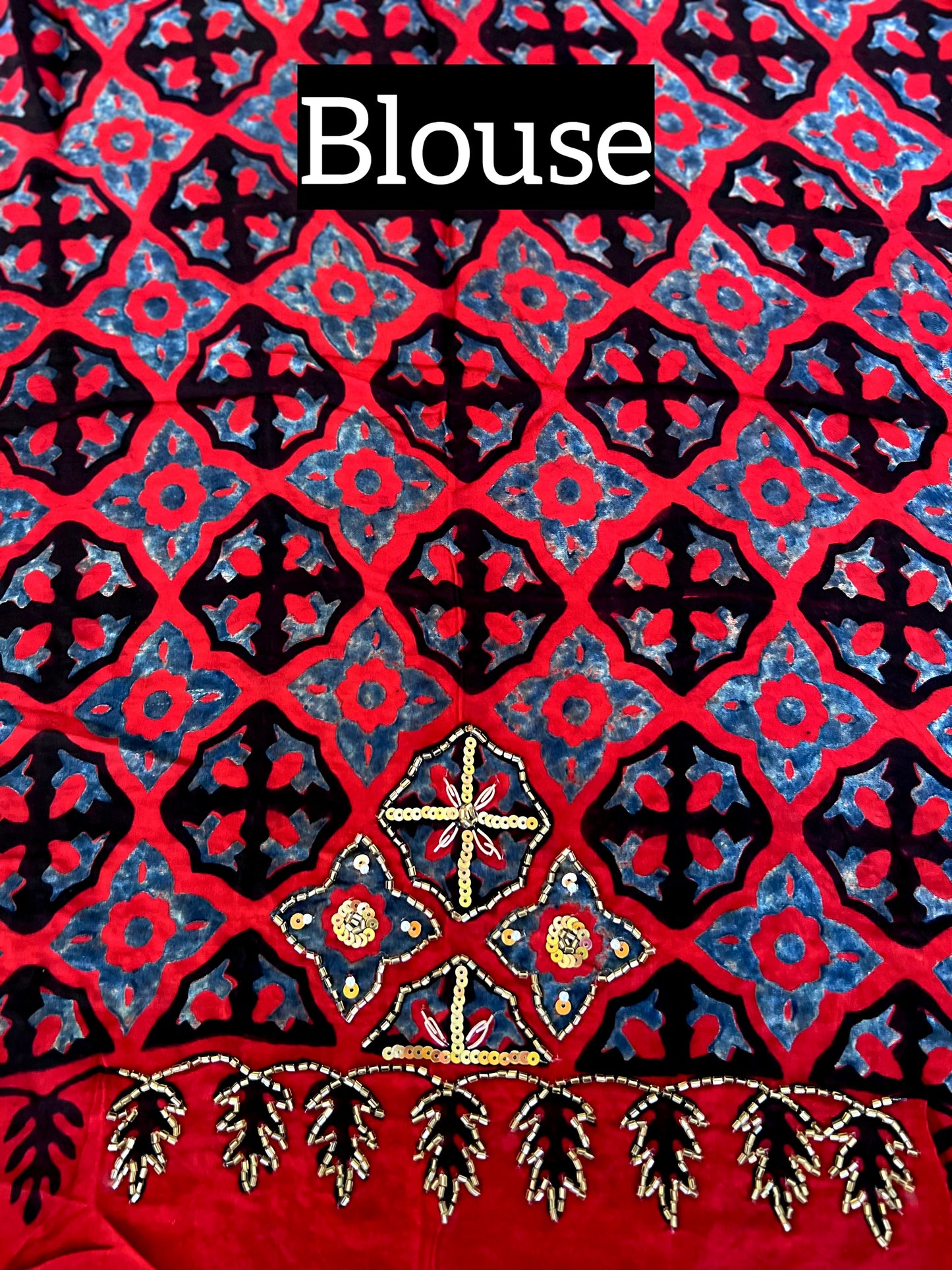 BLACK DESIRE - Pure Modal Ajrakh Hand Embroidered Saree