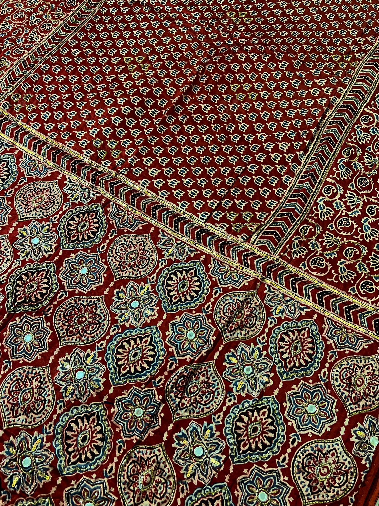 RUBY WHISPER - Pure Modal Ajrakh Hand Embroidered Saree