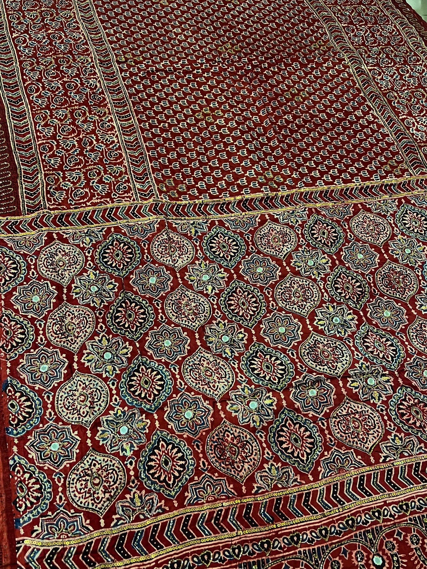 RUBY WHISPER - Pure Modal Ajrakh Hand Embroidered Saree