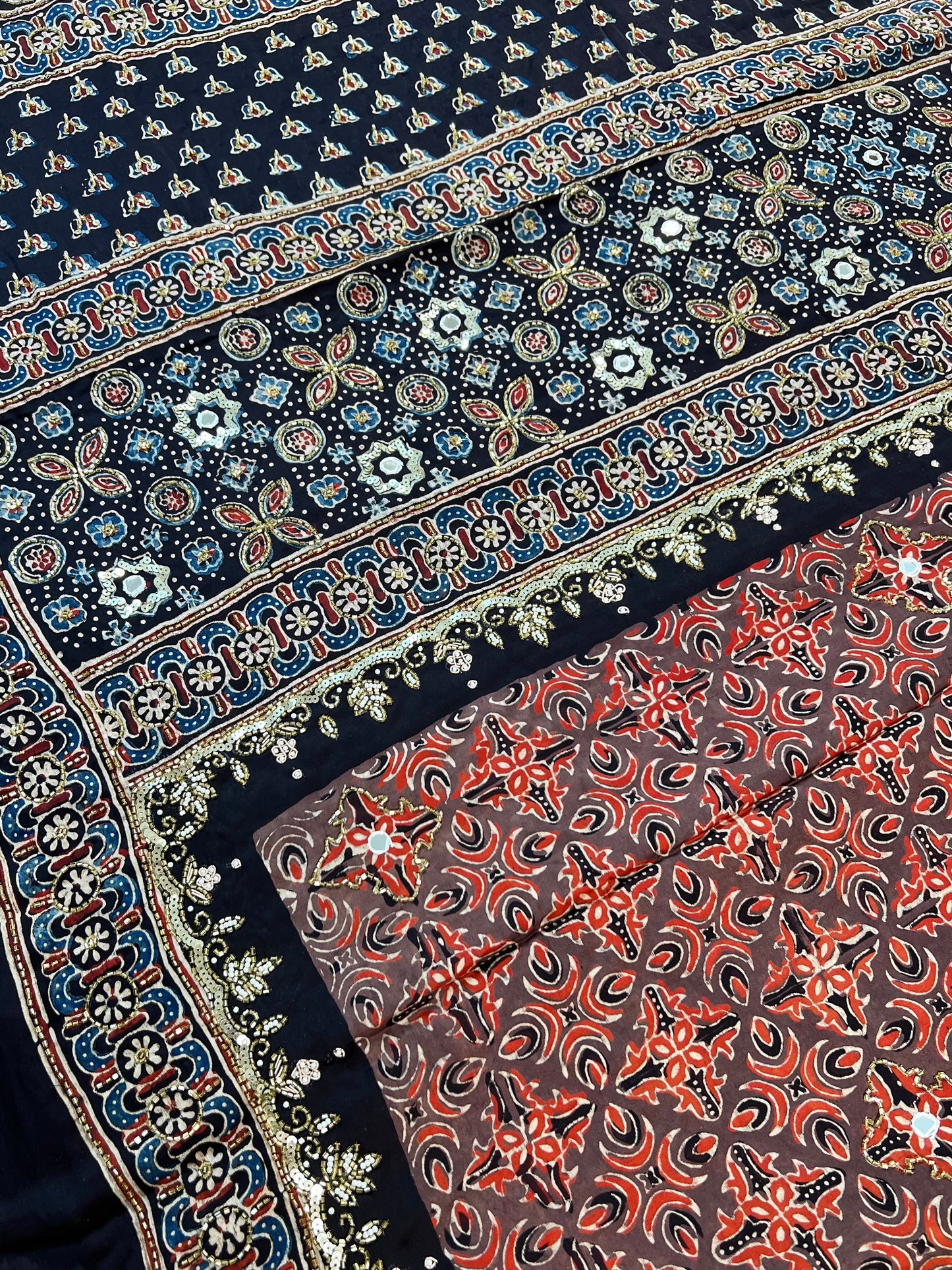 EARTH & EMBER - Pure Modal Ajrakh Hand Embroidered Saree