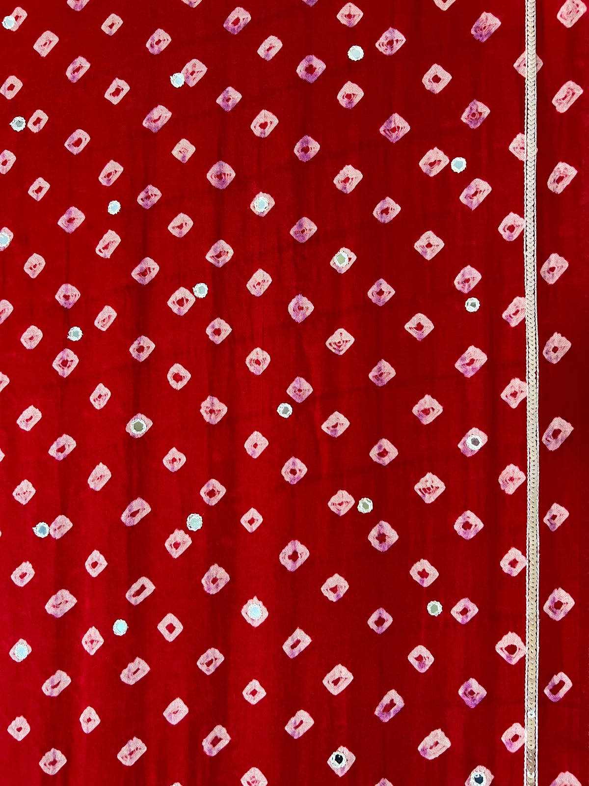 RED ROYALE BANDHANI - Pure Modal Bandhani Ajrakh Hand Embroidered Saree